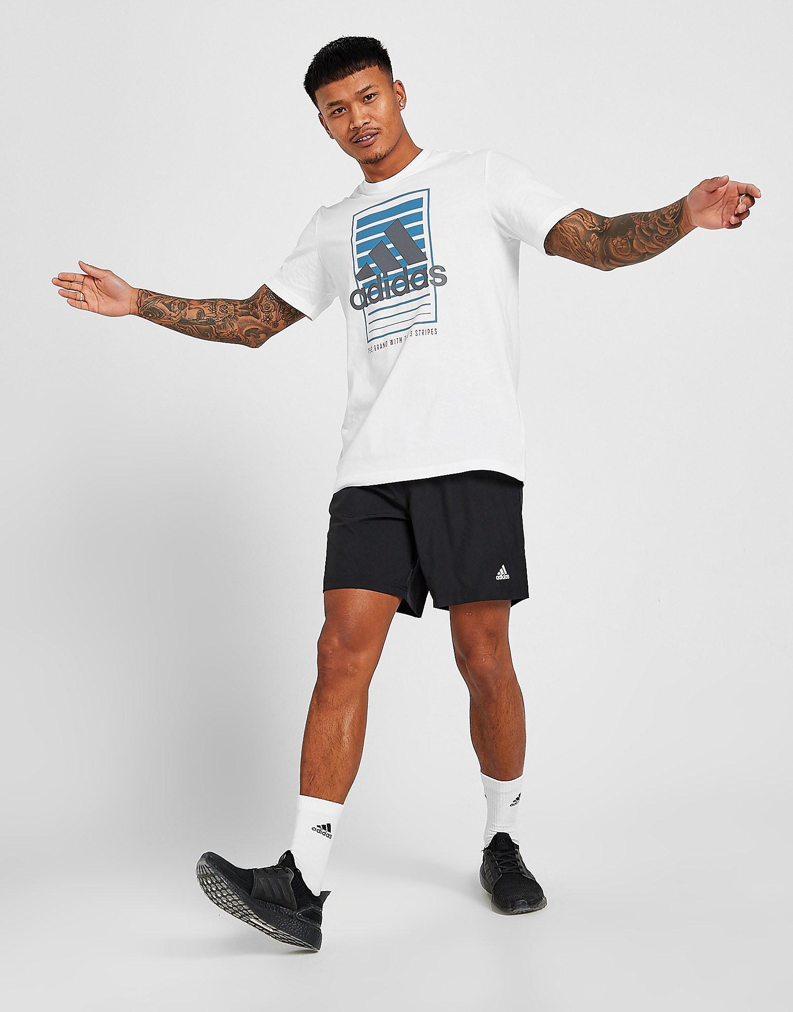 adidas Run It 3-Stripes Shorts - Black - Mens, Black