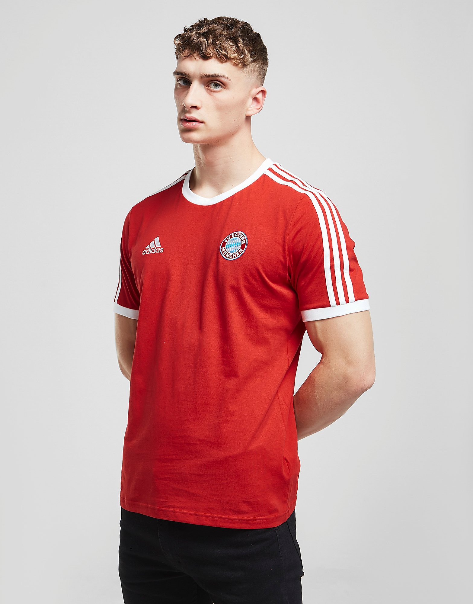 adidas FC Bayern 3-Stripes T-Shirt, Röd