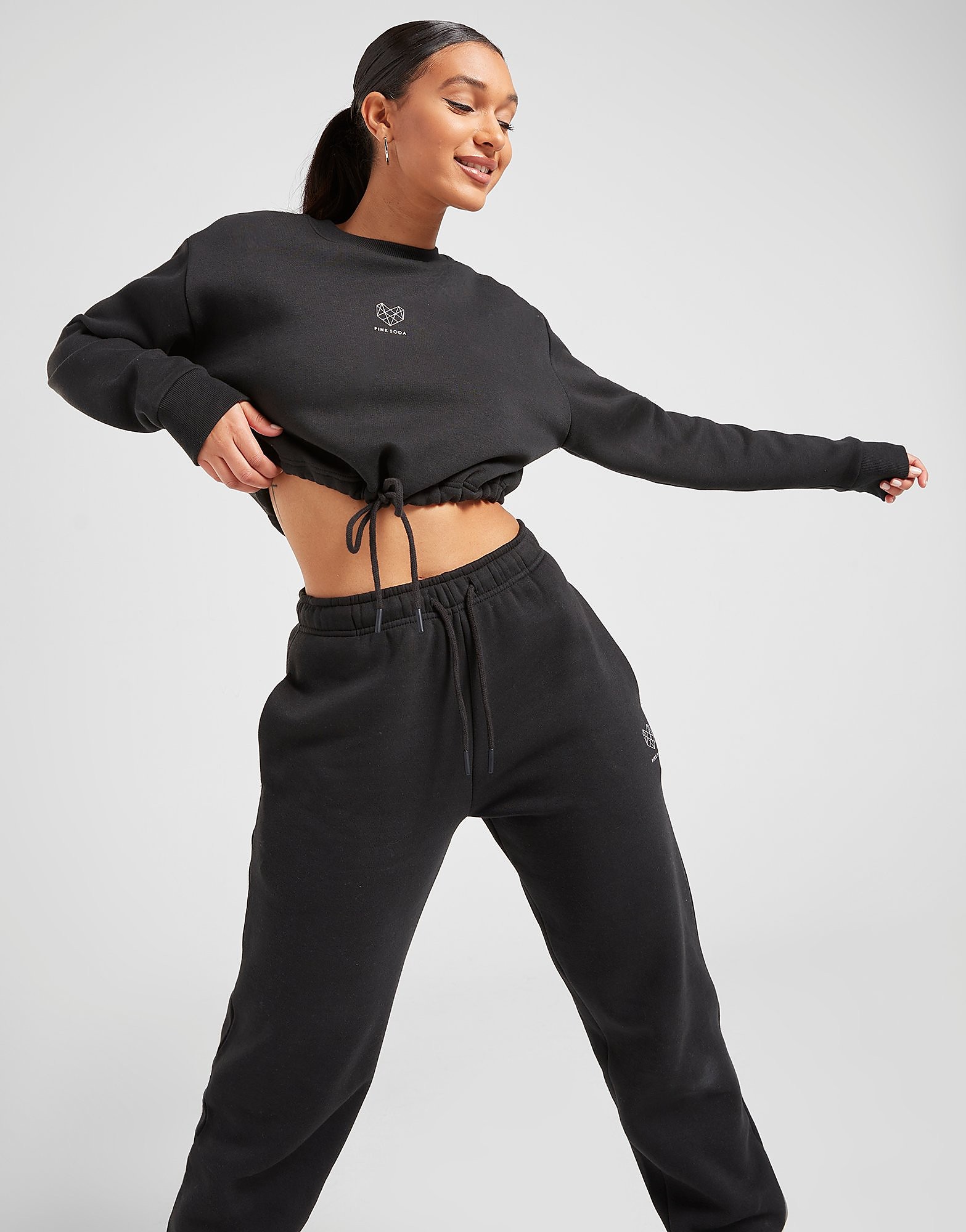 

Pink Soda Sport Essentials Crop Crew Sweatshirt - Only at JD - Black - Womens, Black