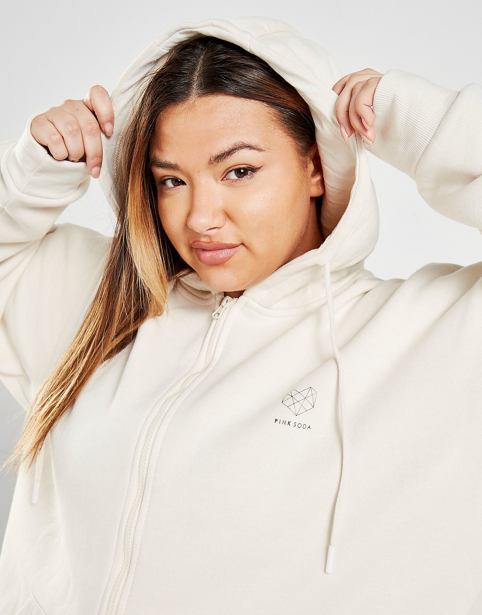 

Pink Soda Sport Essentials Oversized Full Zip Plus Size Hoodie - Only at JD - Beige - Womens, Beige