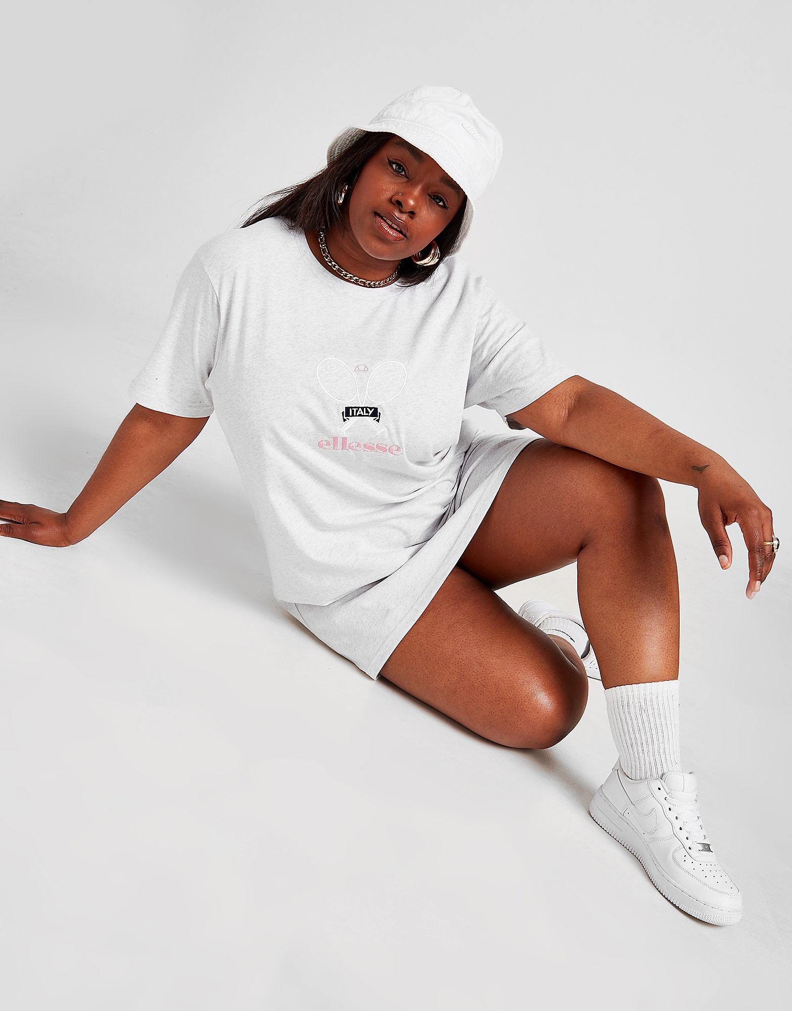 

Ellesse Tennis Embroidered Plus Size T-Shirt Dress - Only at JD - Grey - Womens, Grey