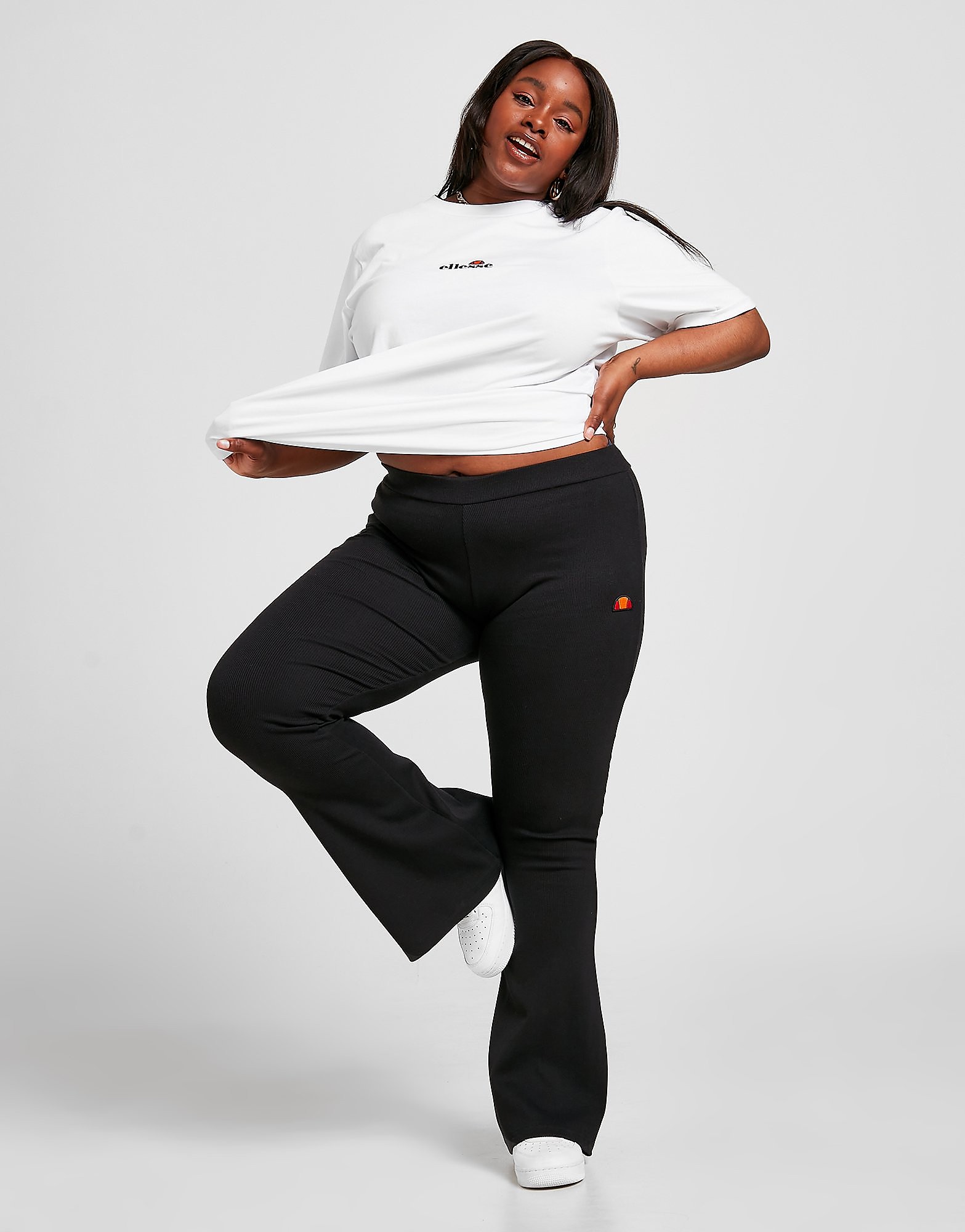 

Ellesse Logo Rib Flare Plus Size Pants - Only at JD - Black - Womens, Black