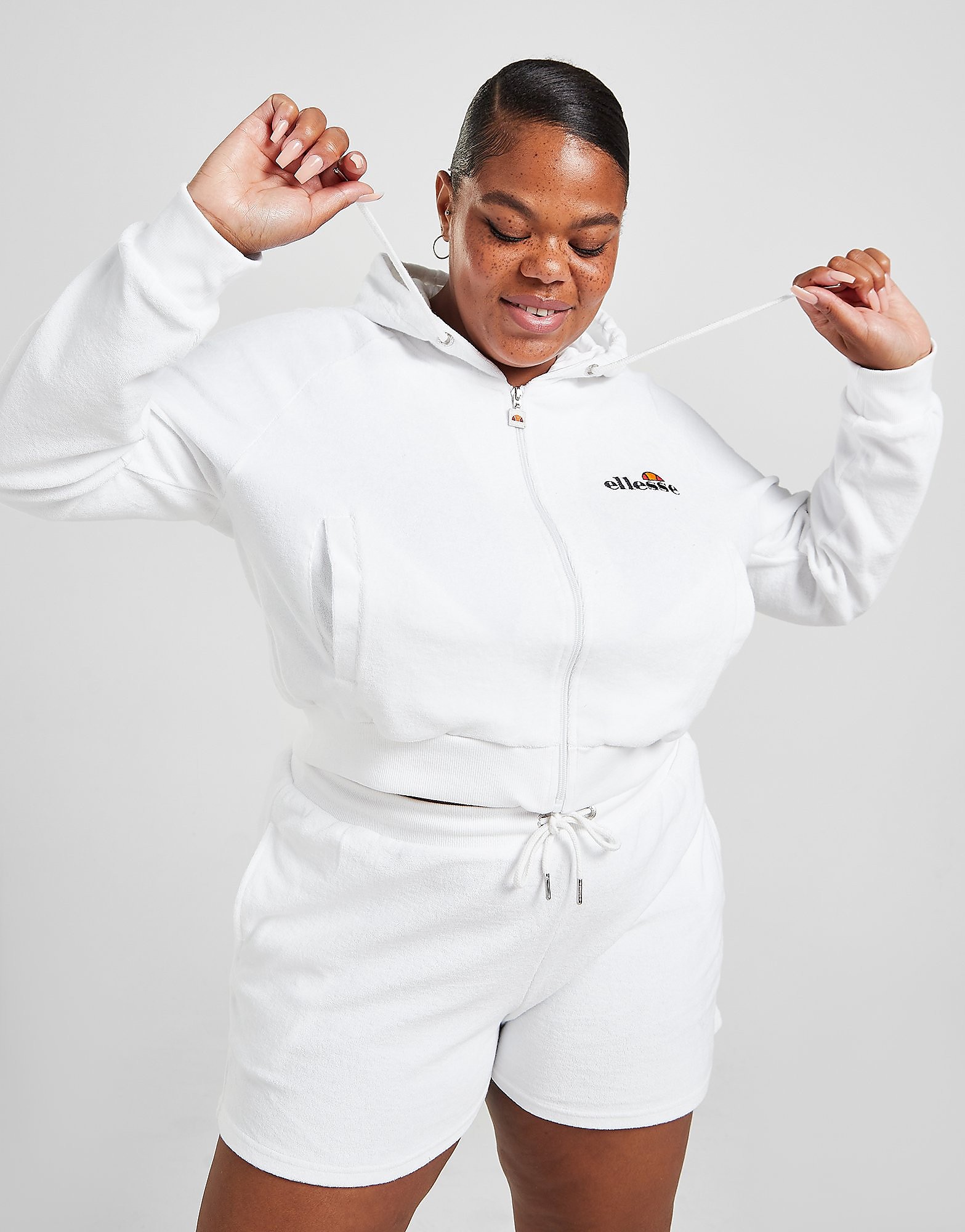 

Ellesse Plus Size Towel Full Zip Hoodie - Only at JD - White - Womens, White