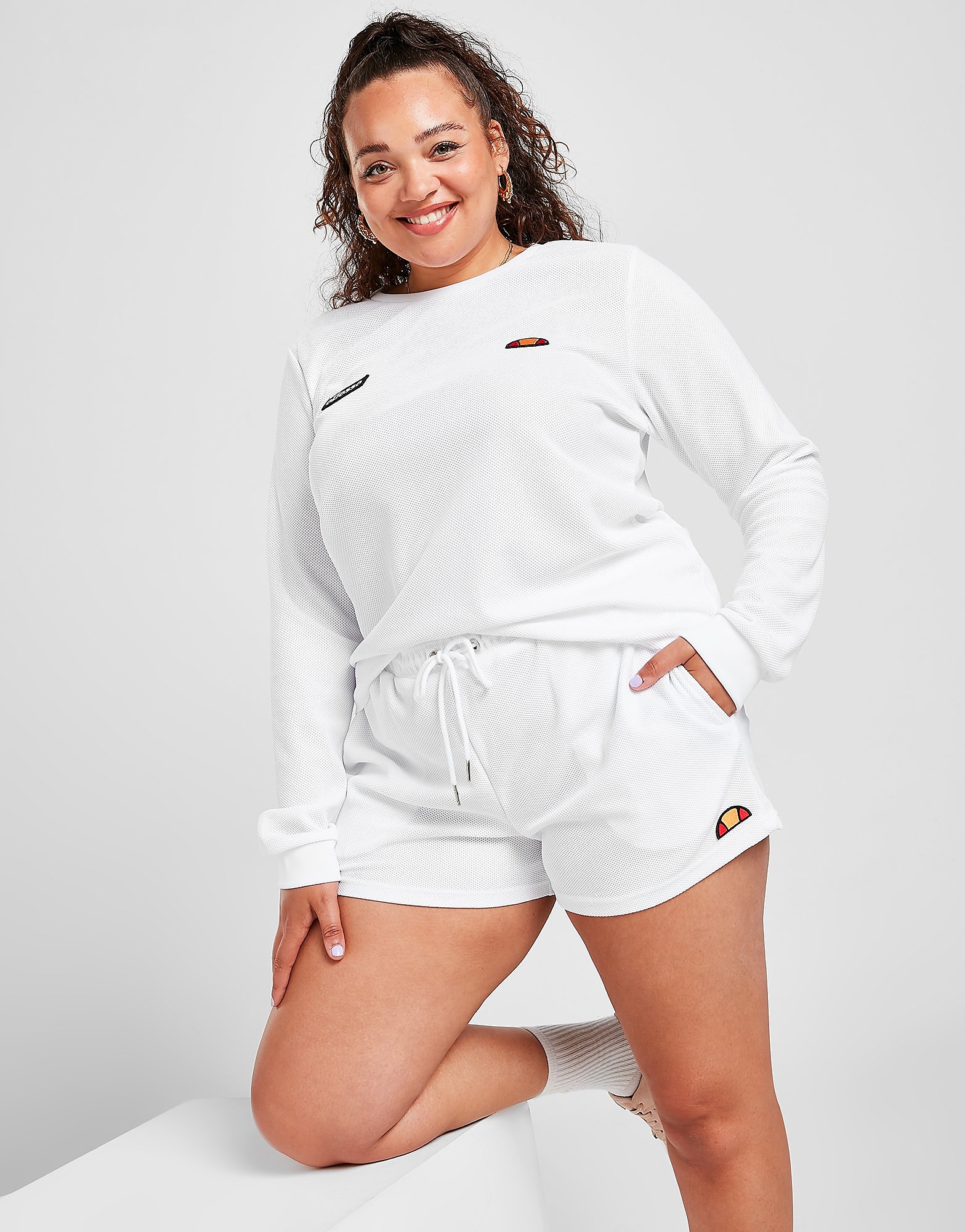 

Ellesse Pique Plus Size Shorts - Only at JD - White - Womens, White