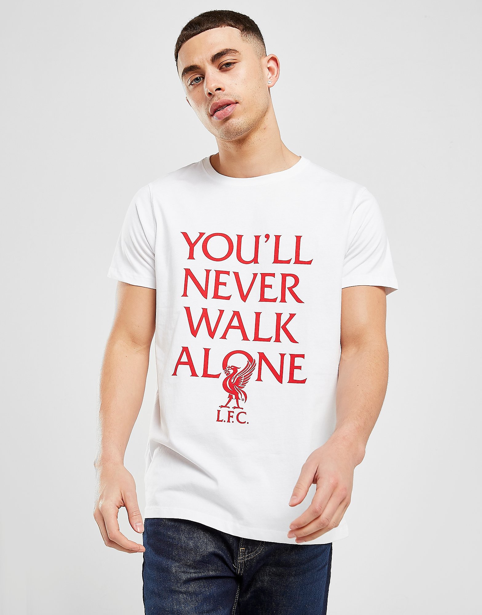 Official Team Liverpool FC YNWA T-Shirt - White - Mens, White