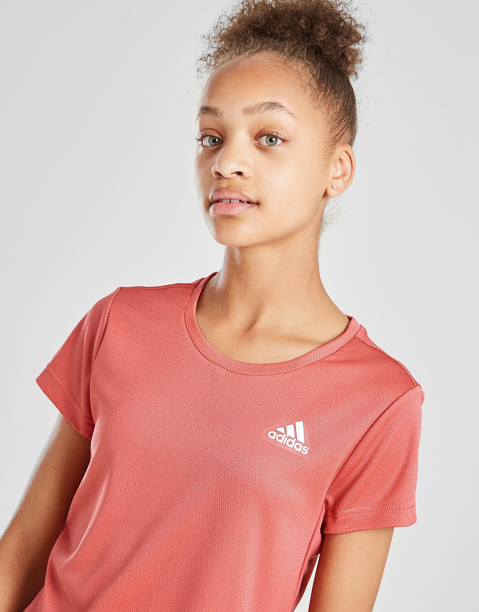 

adidas Girls' AEROREADY T-Shirt Junior - Pink - Kids, Pink
