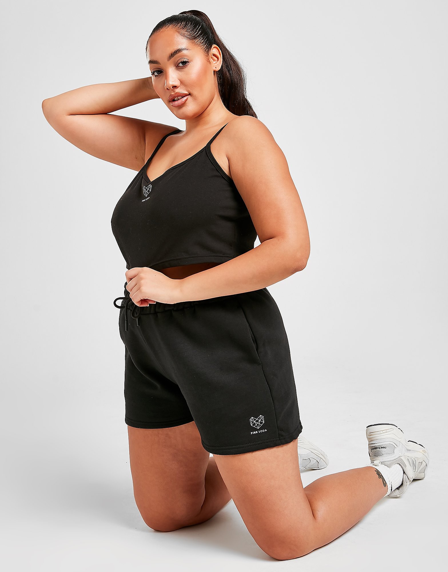

Pink Soda Sport Essential Plus Size Fleece Boyfriend Shorts - Black - Womens, Black