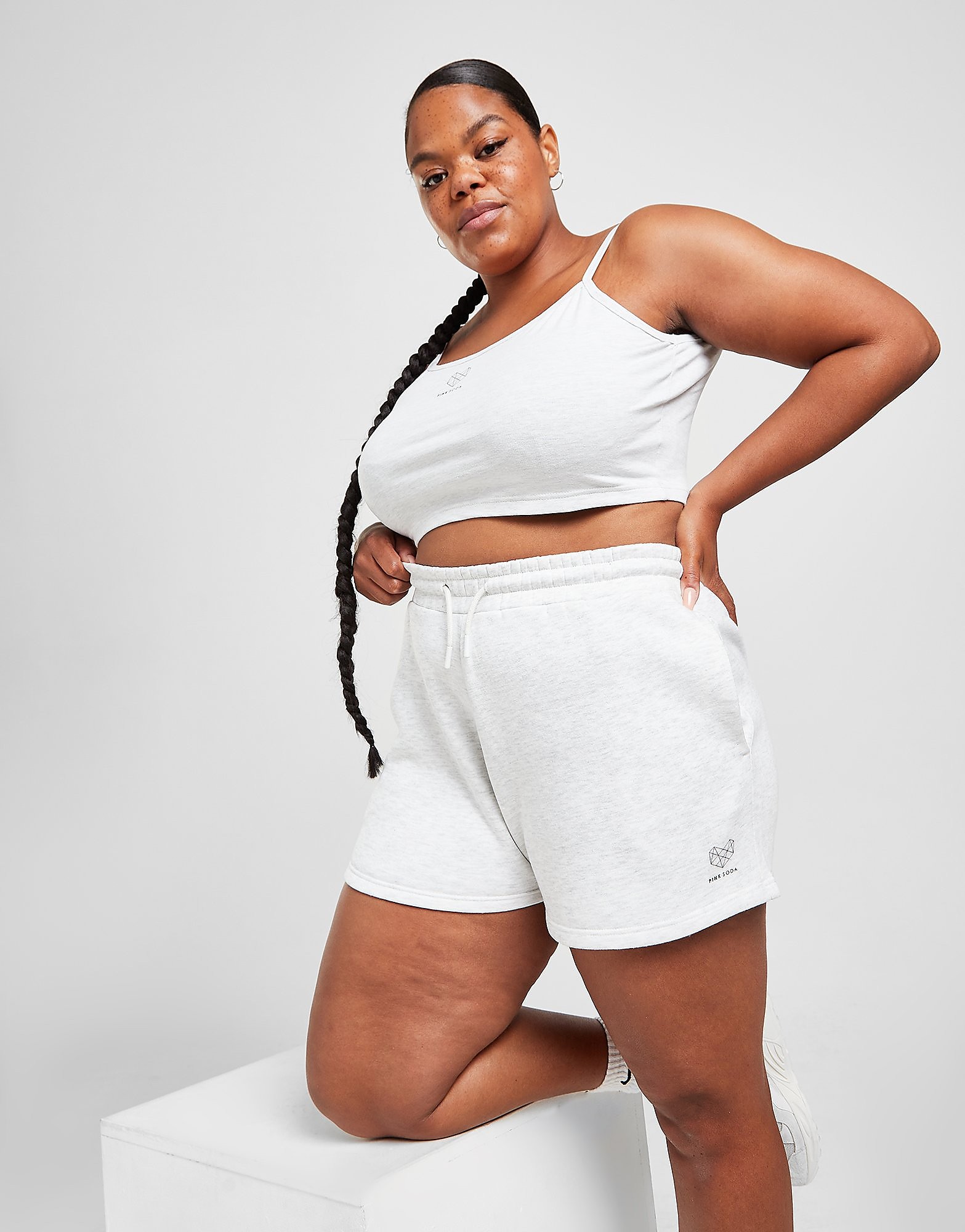 

Pink Soda Sport Essential Plus Size Fleece Boyfriend Shorts - Only at JD - White - Womens, White