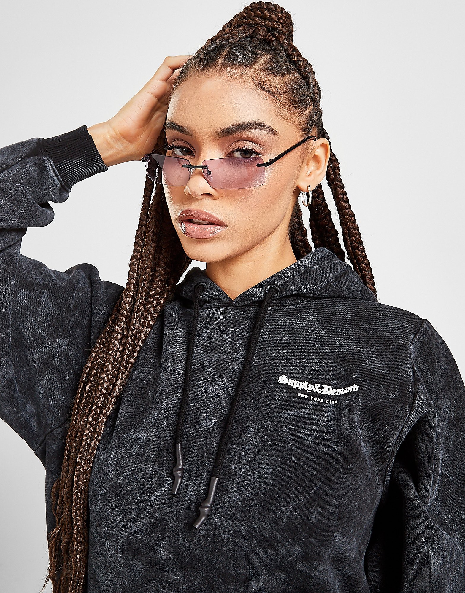 

Supply & Demand Washed Boyfriend Hoodie - Only at JD - BLACK/Grey - Womens, BLACK/Grey