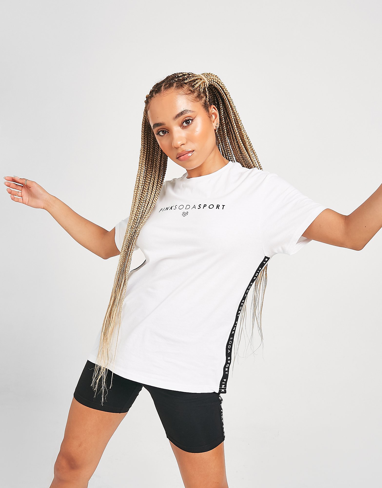 

Pink Soda Sport Core Tape Boyfriend T-Shirt - White - Womens, White