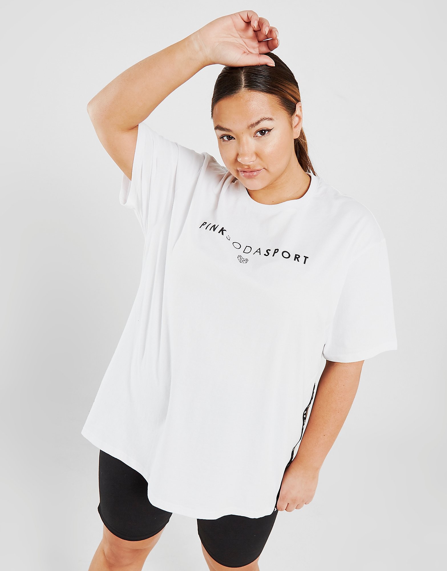

Pink Soda Sport Core Tape Plus Size Boyfriend T-Shirt - White - Womens, White