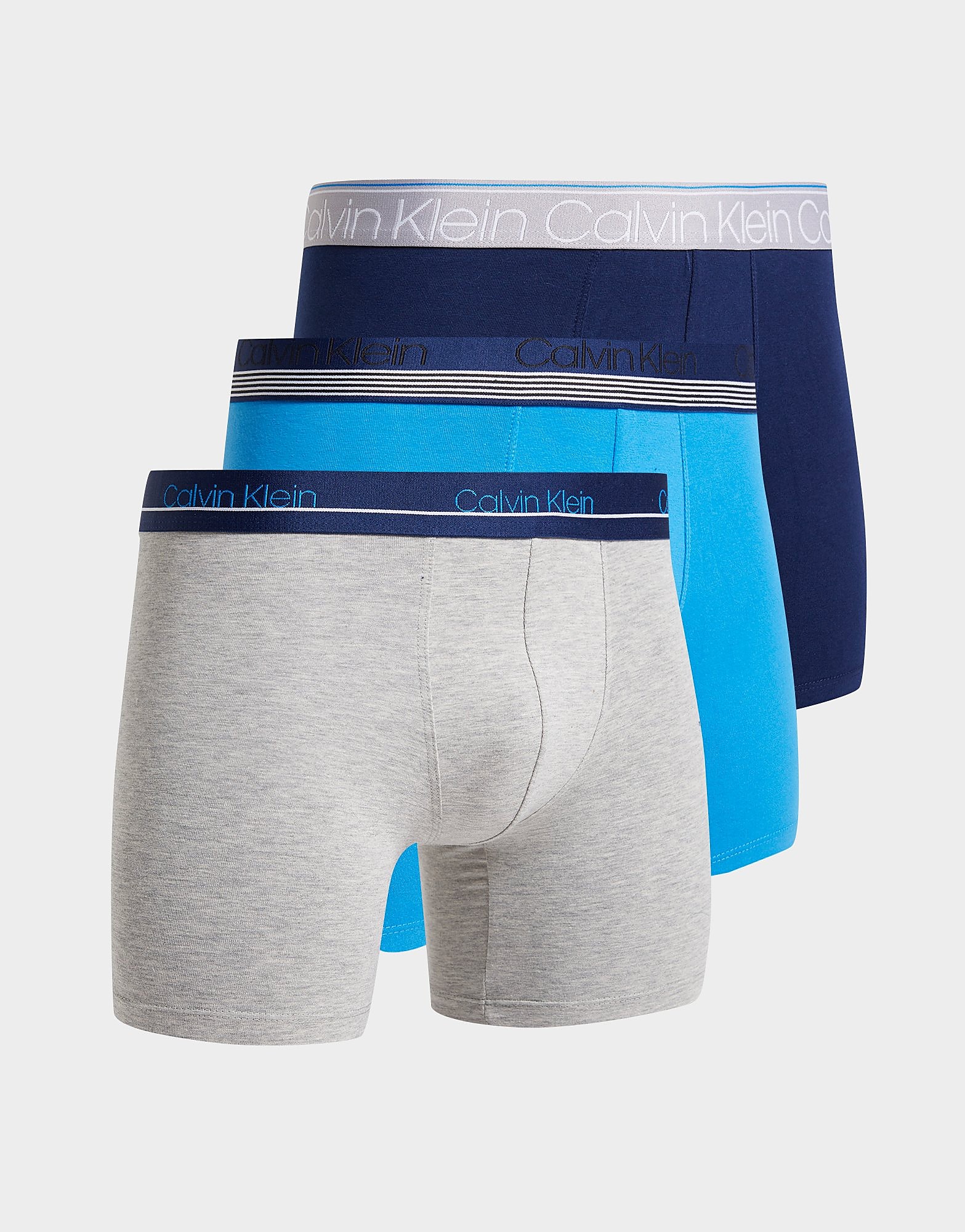 

Calvin Klein Underwear 3-Pack Waistband Trunks - Grey/Blue - Mens, Grey/Blue