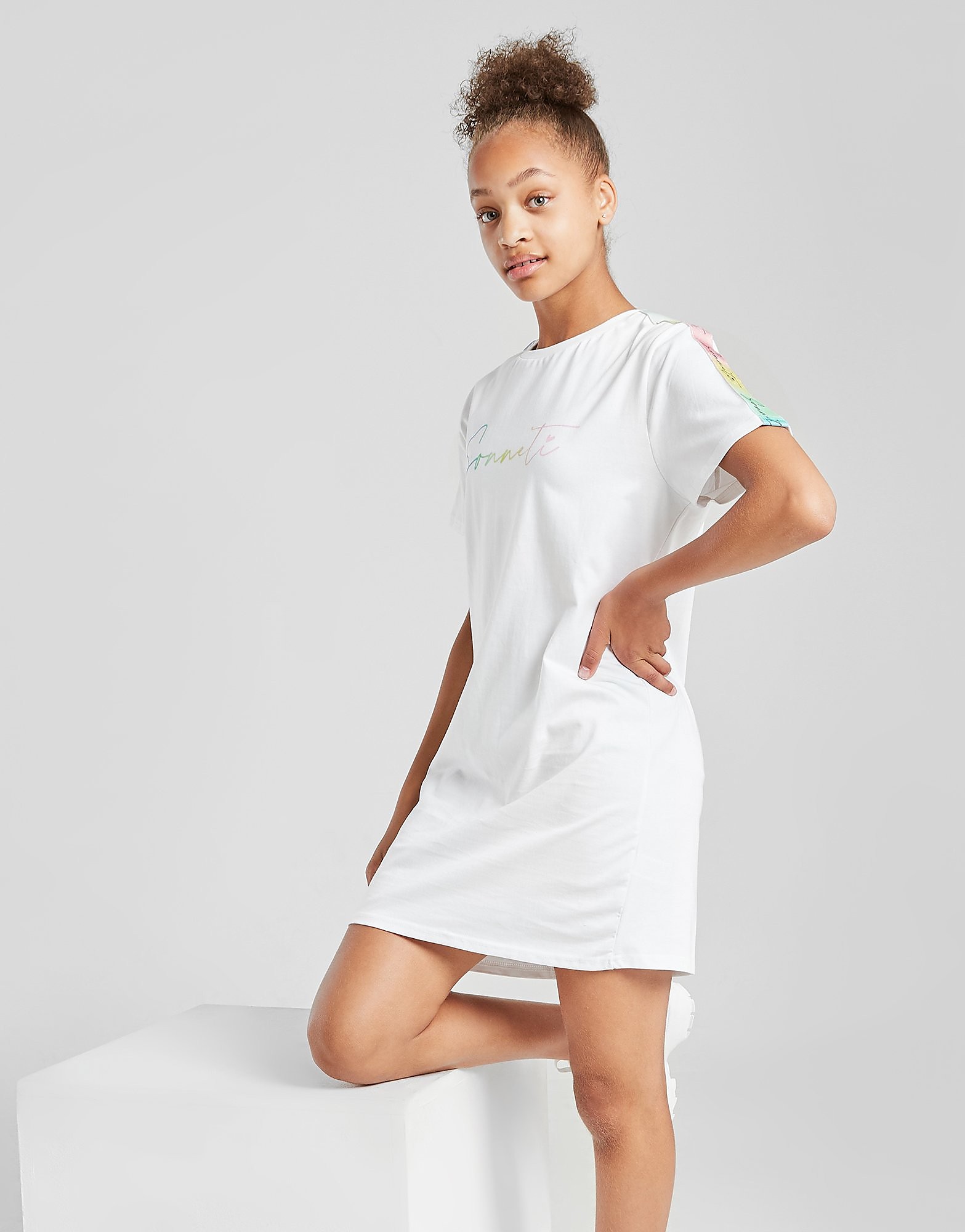 Sonneti Girls' Rainbow T-Shirt Dress Junior - White - Kids, White