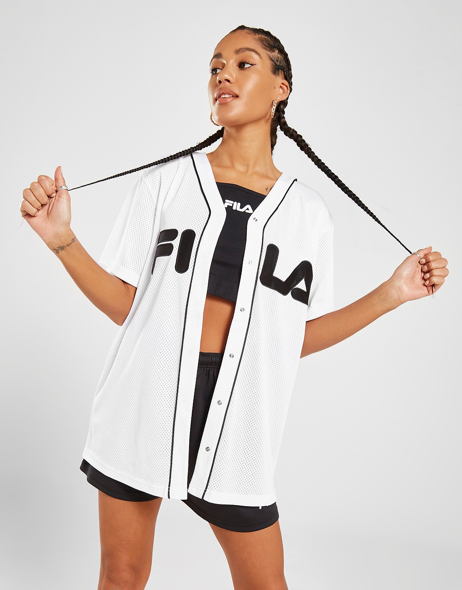 

Fila Mesh Baseball Top - Only at JD - White - Womens, White