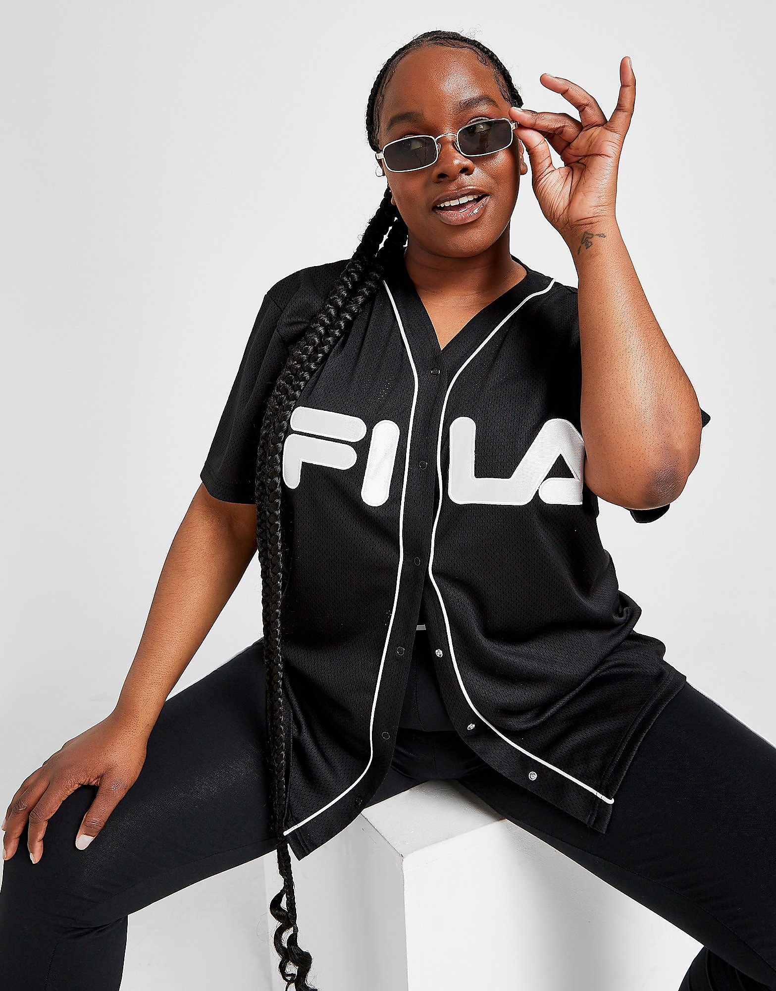 

Fila Plus Size Mesh Baseball T-Shirt - Only at JD - Black - Womens, Black