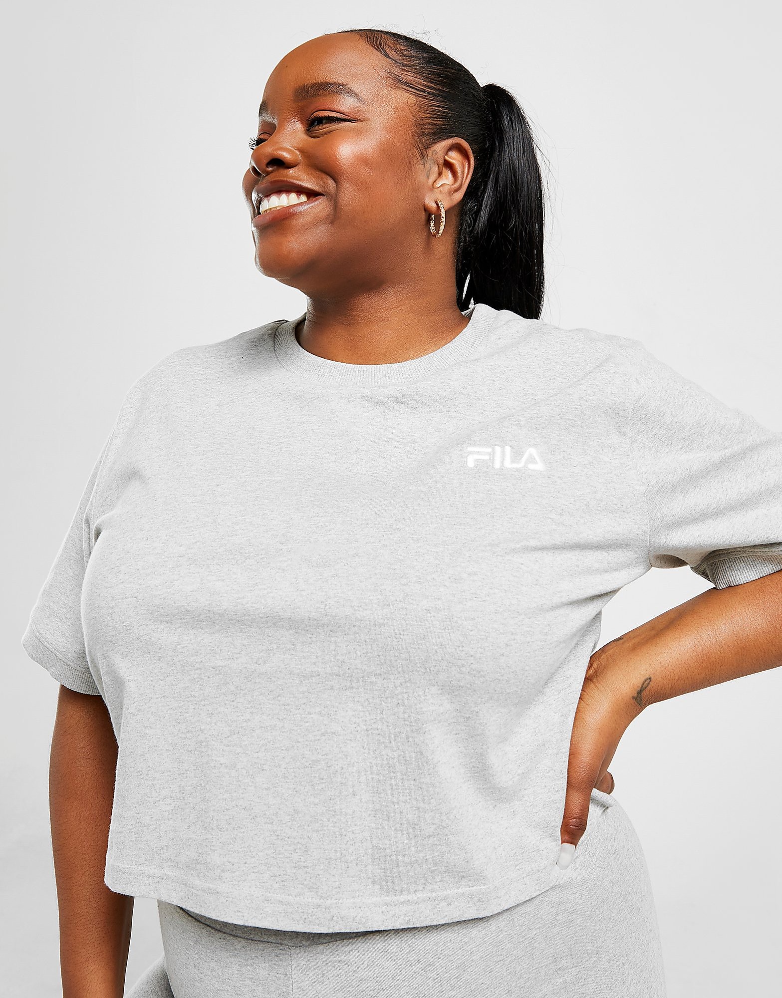 

Fila Core Crop Plus Size T-Shirt - Only at JD - Grey, Grey