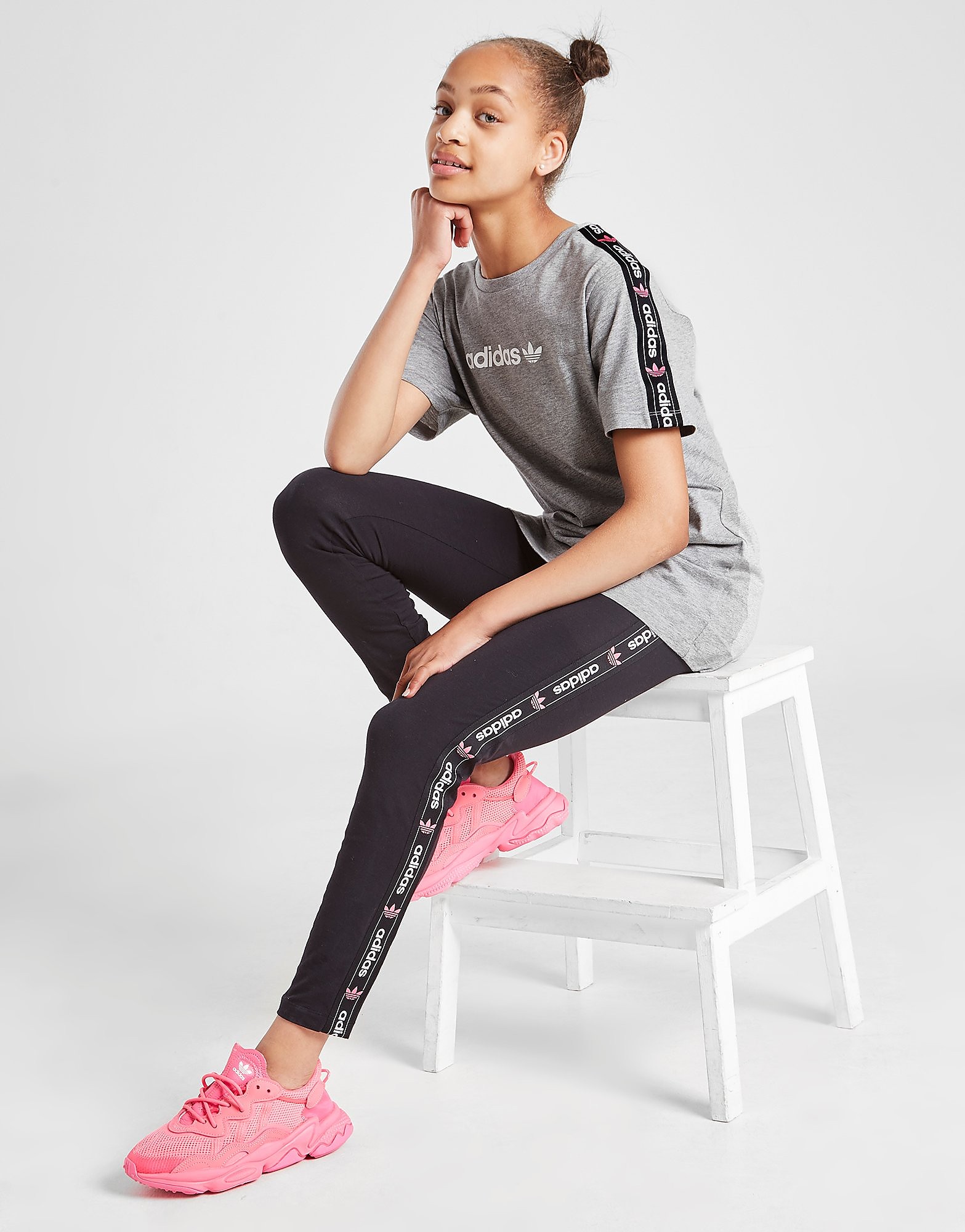 

adidas Originals Girls' Tape Boyfriend T-Shirt Junior - Only at JD - Grey - Kids, Grey