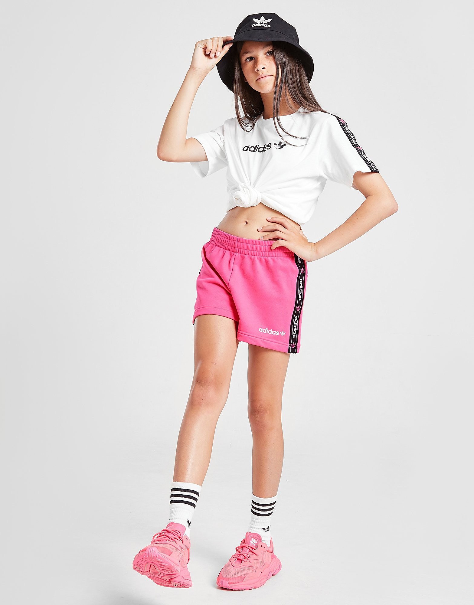

adidas Originals Girls' Tape Fleece Shorts Junior - Only at JD - Pink - Kids, Pink