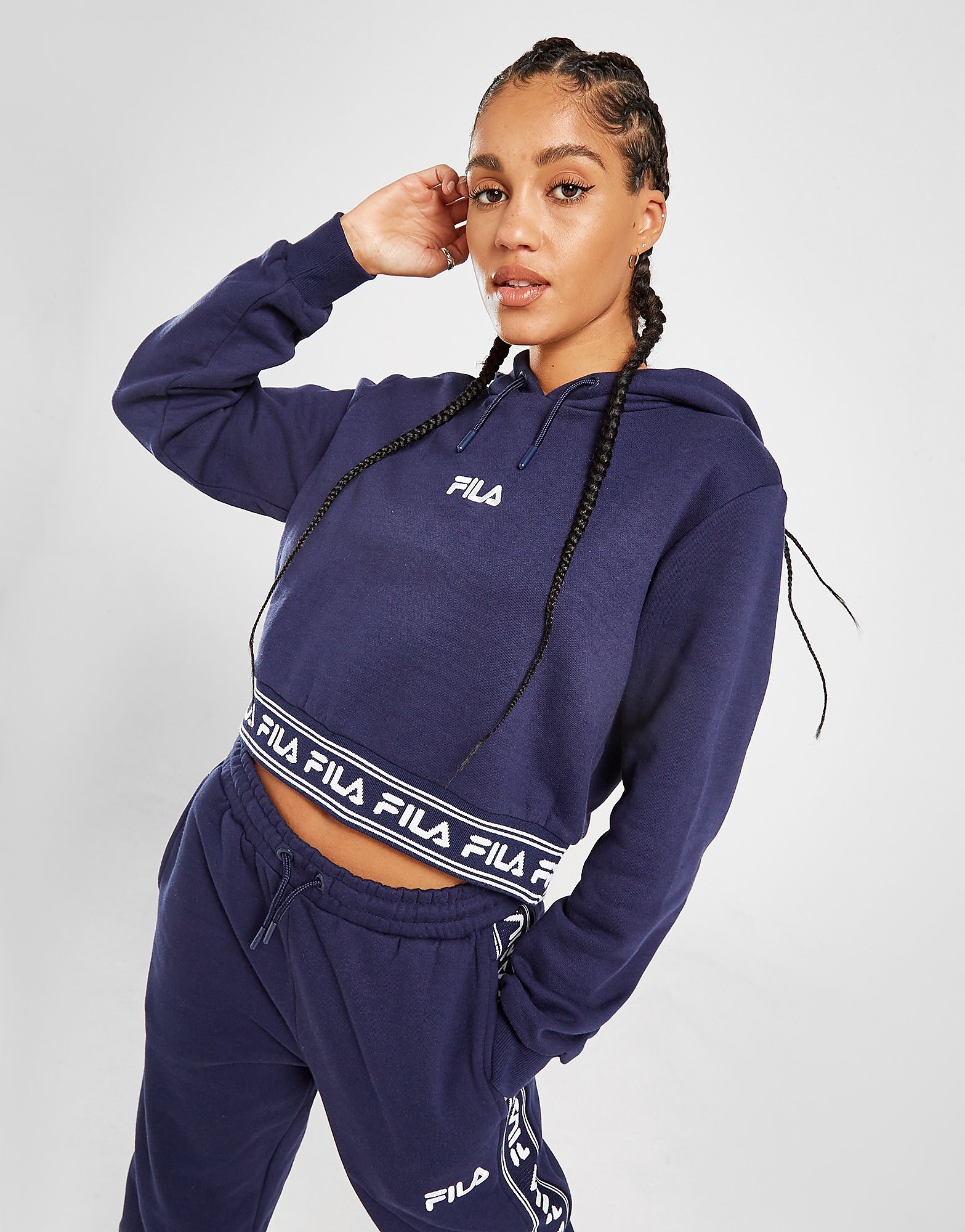 

Fila Jaquard Boxy Crop Hoodie - Only at JD - Navy - Womens, Navy