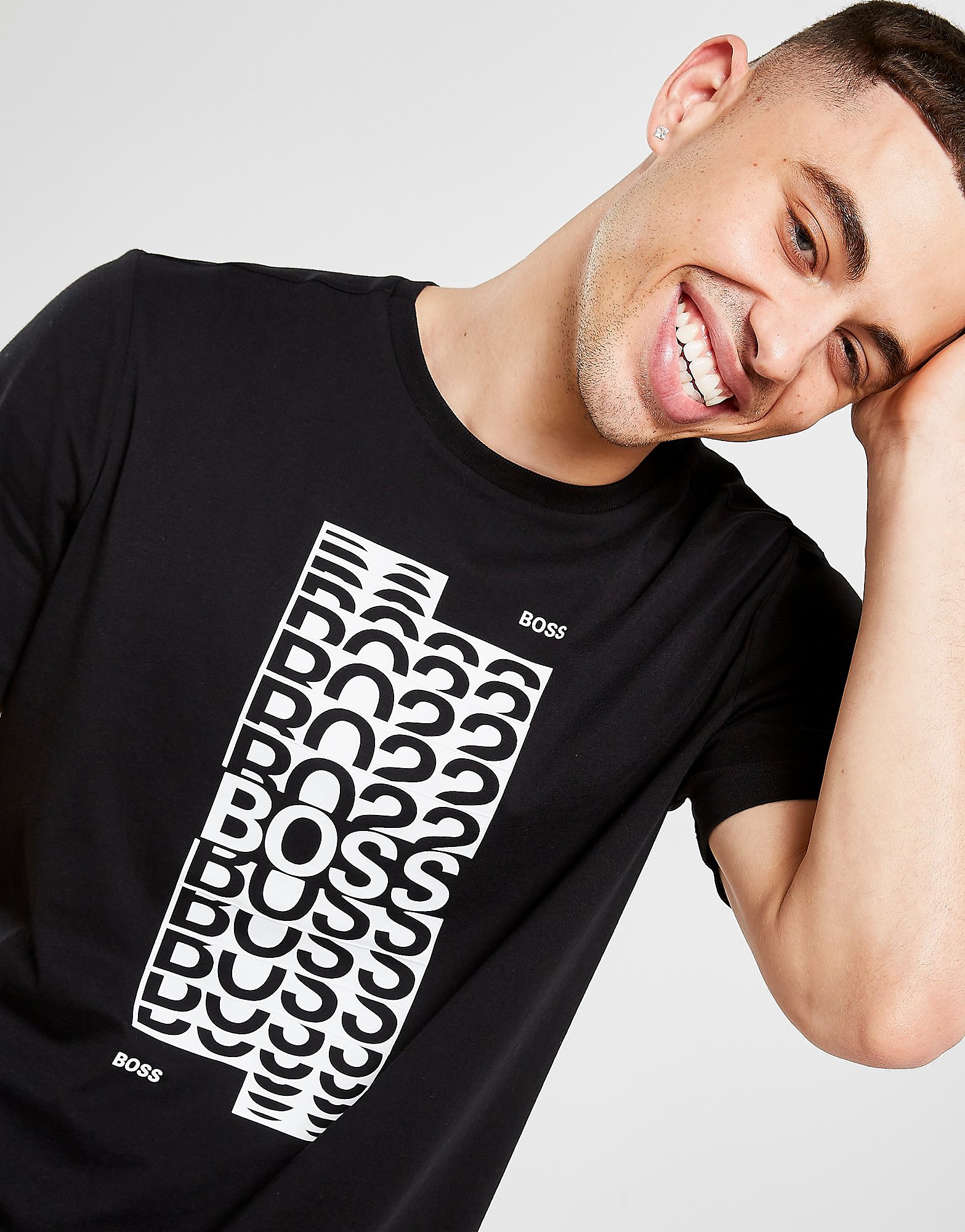 BOSS Stacked Logo T-Shirt - Black - Mens, Black
