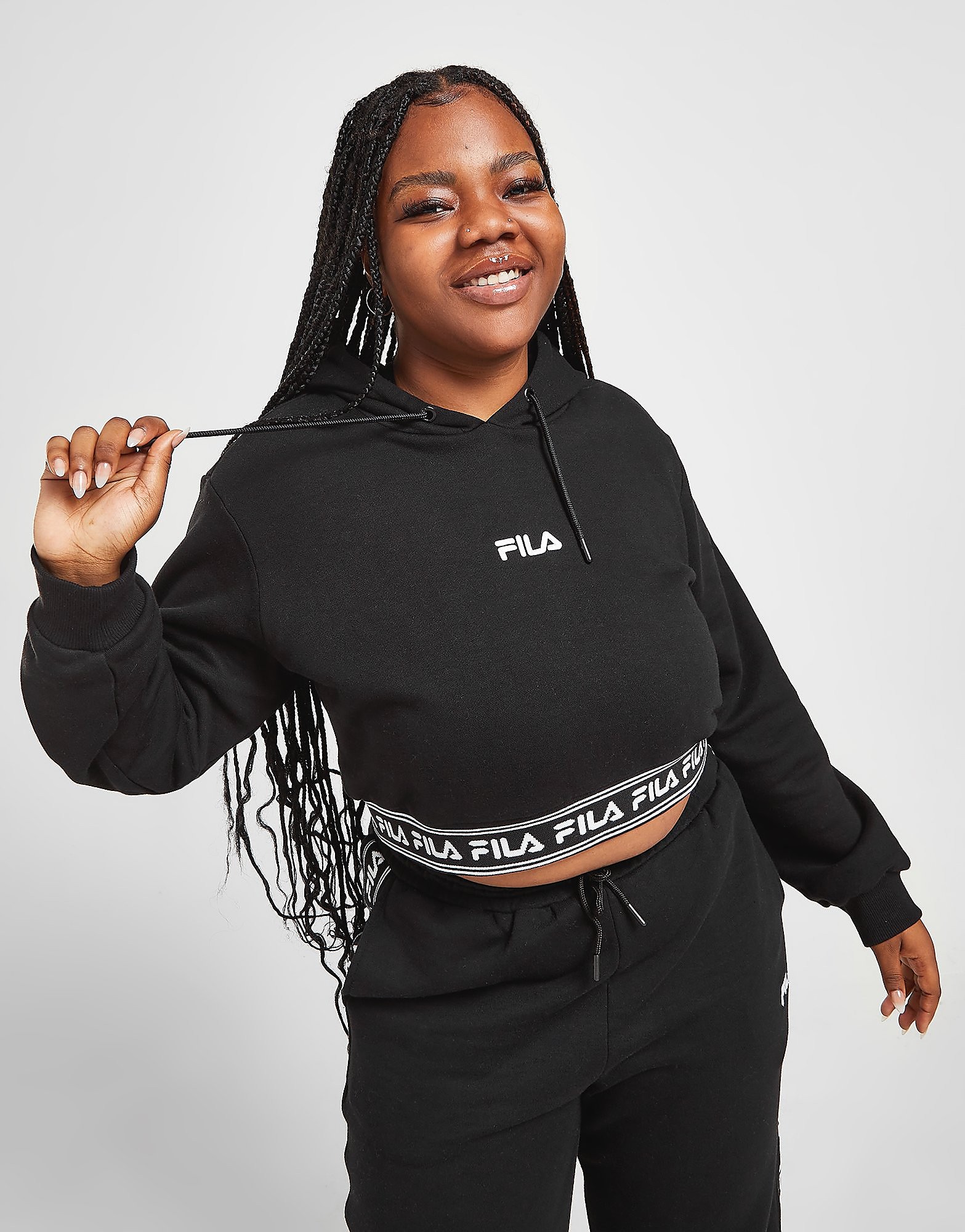 

Fila Jacquard Plus Size Boxy Hoodie - Only at JD - Black - Womens, Black