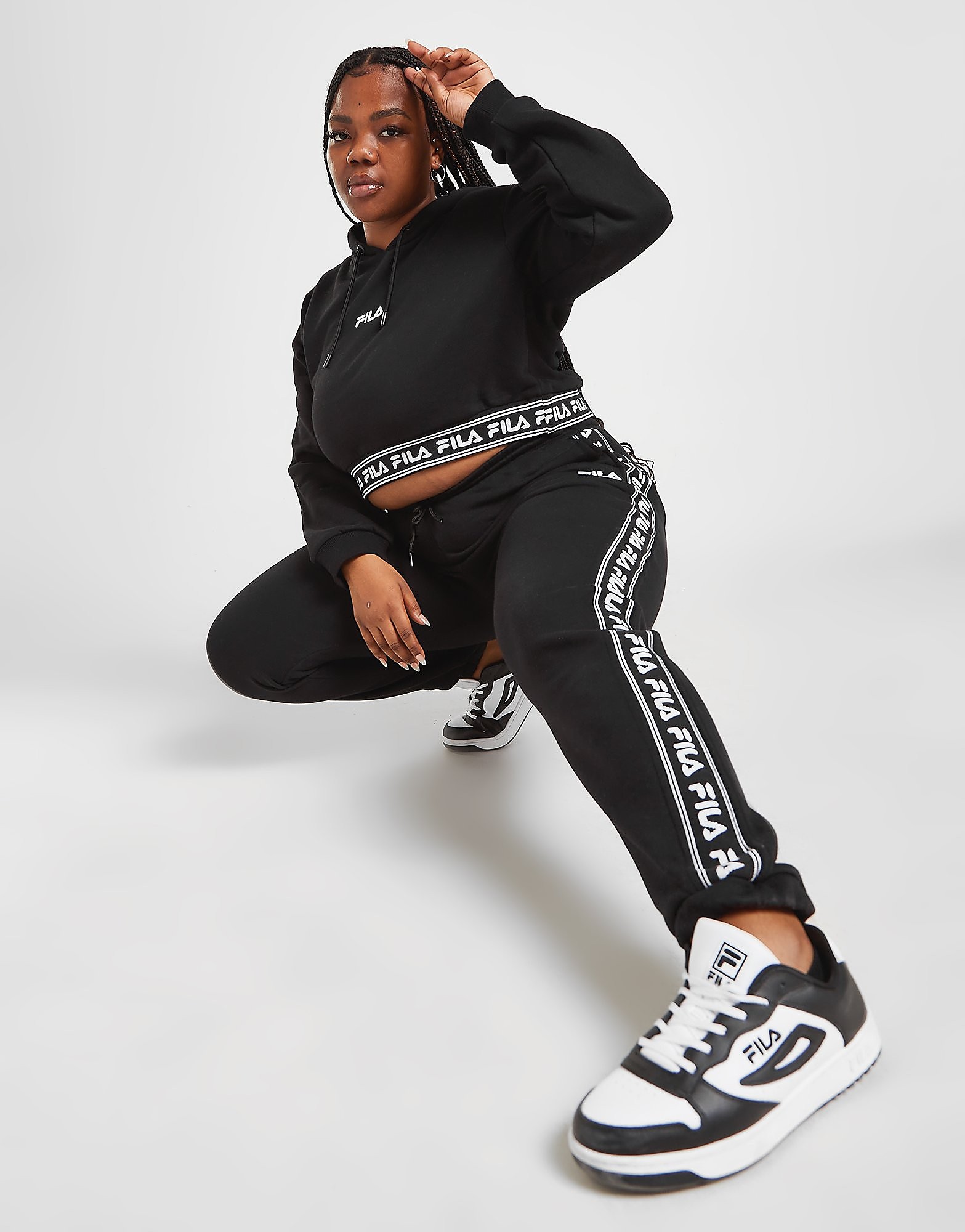 

Fila Jacquard Plus Size Fleece Joggers - Only at JD - Black - Womens, Black