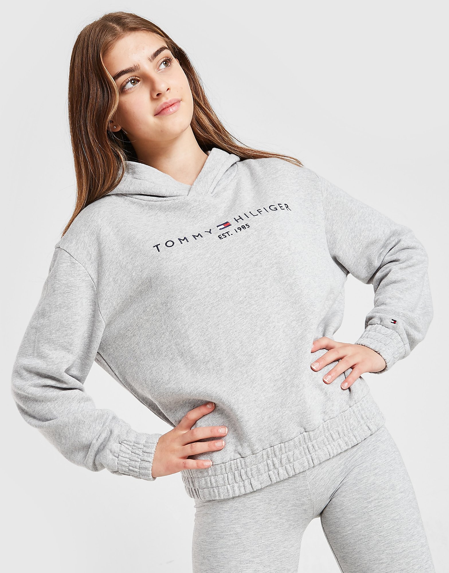 

Tommy Hilfiger Girls' Essential Cropped Hoodie Junior - Grey - Kids, Grey