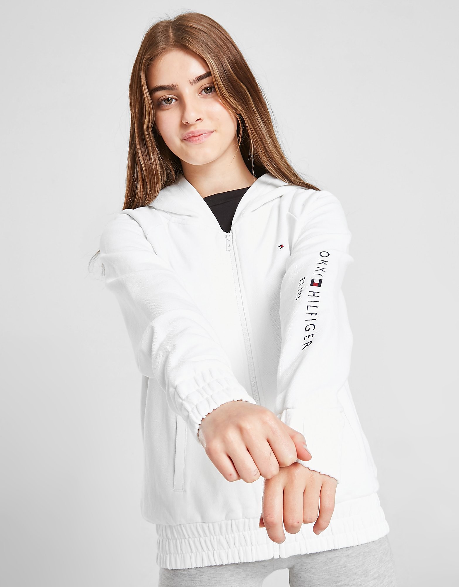 

Tommy Hilfiger Girls' Essential Zip Through Hoodie Junior - White - Kids, White