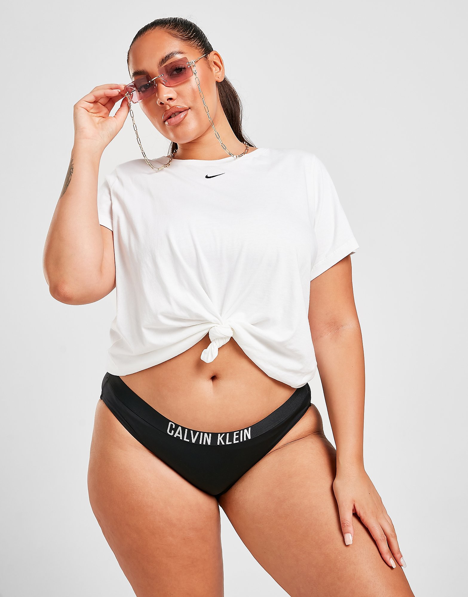 

Calvin Klein Swim Curve Tape Bikini Bottoms - Black - Womens, Black