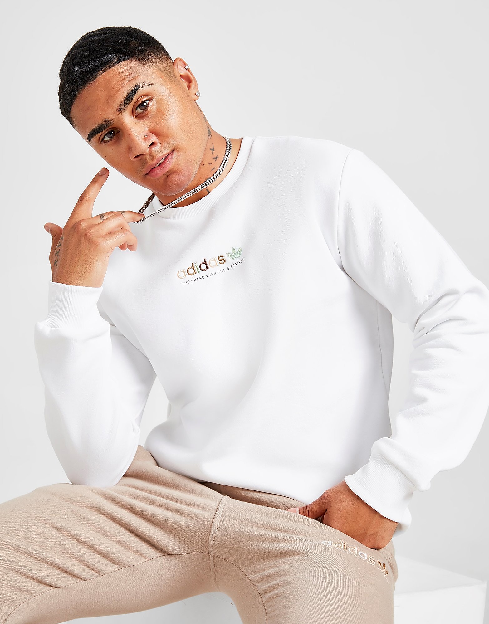 

adidas Originals Smash Crew Sweatshirt - Only at JD - White/WHITE - Mens, White/WHITE