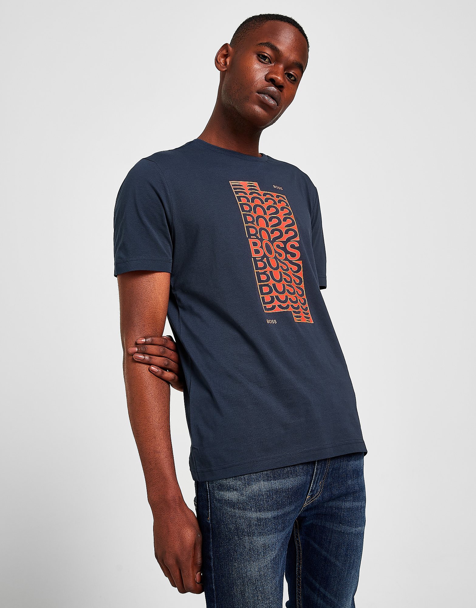 

BOSS Stacked Logo T-Shirt - Navy - Mens, Navy