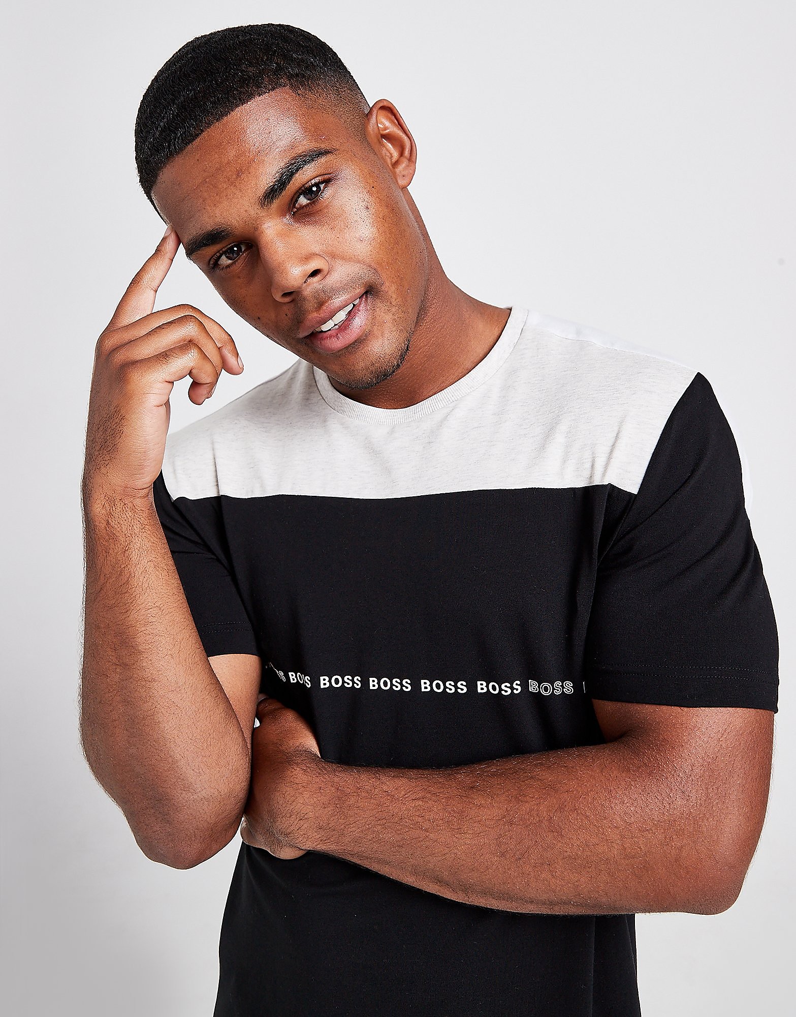 BOSS Colour Block Linear T-Shirt - Black - Mens, Black