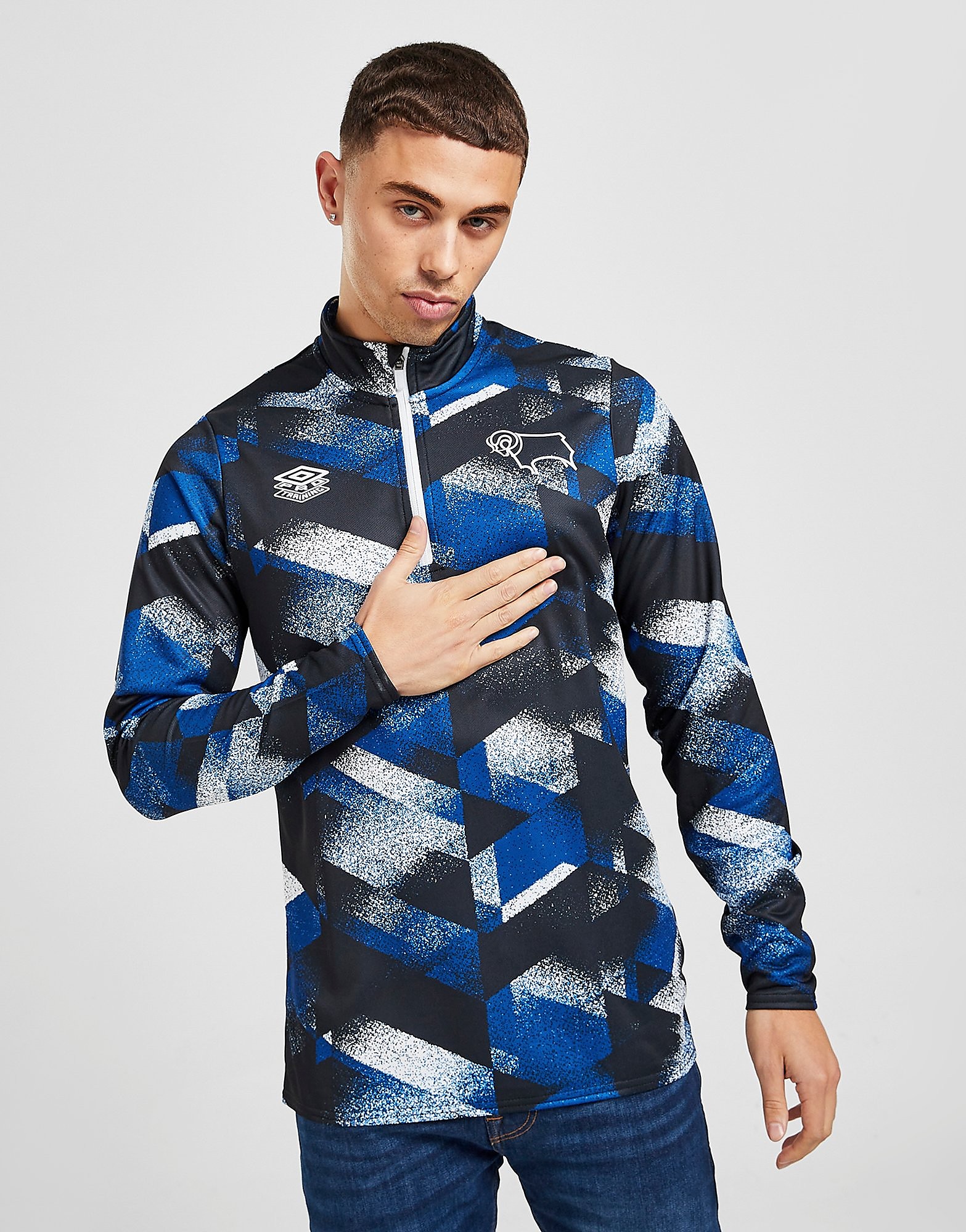 

Umbro Derby County FC Warm Up 1/2 Zip Top - Blue - Mens, Blue