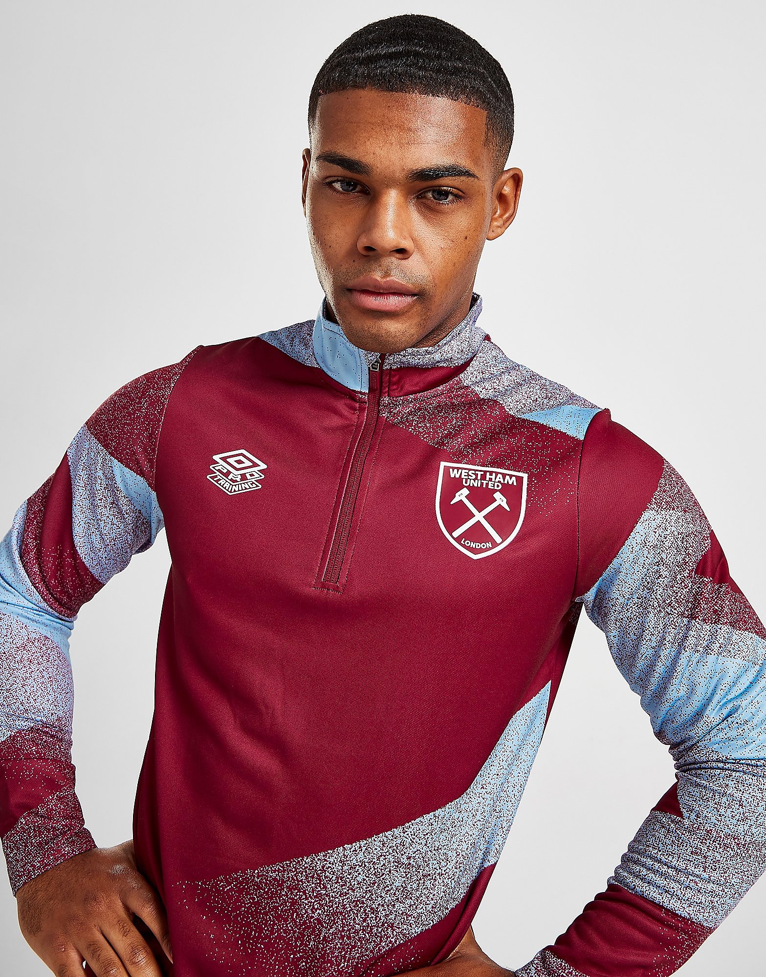 Umbro West Ham United Warm Up 1/2 Zip Top - Red - Mens, Red