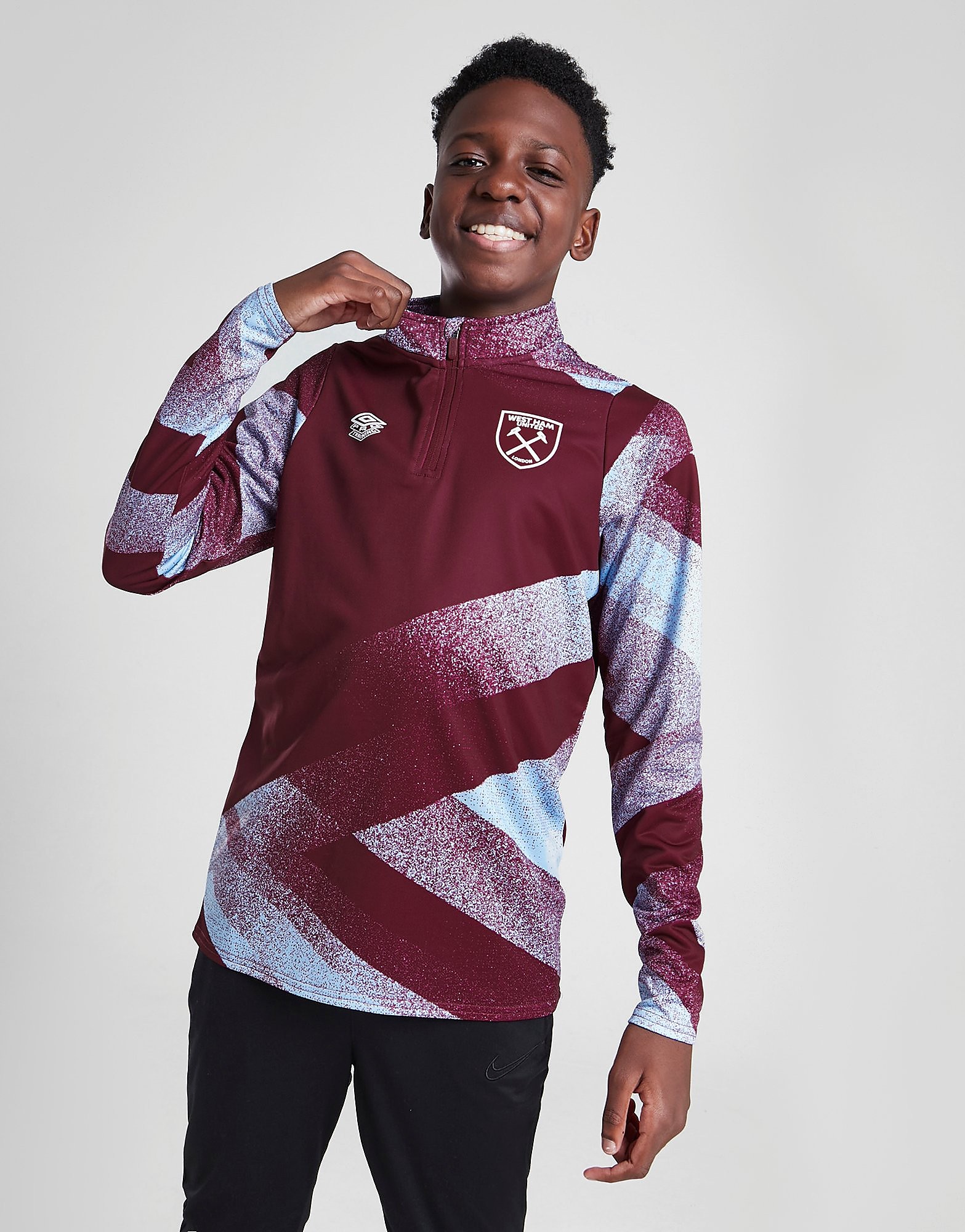 Umbro West Ham United 1/2 Zip Warm Up Top Junior - Purple - Kids, Purple