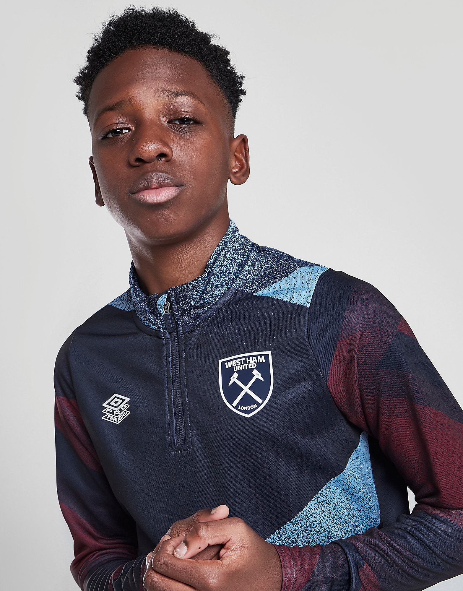 

Umbro West Ham United 1/2 Zip Warm Up Top Junior - Blue - Kids, Blue