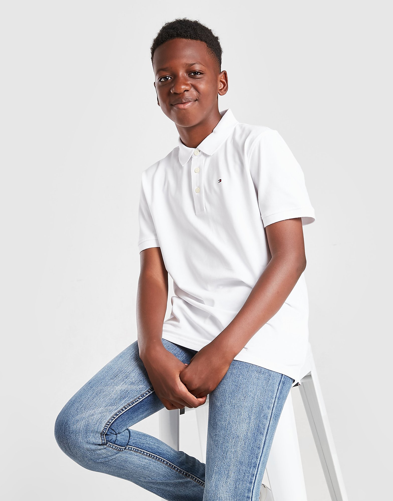 

Tommy Hilfiger Small Flag Logo Polo Shirt Junior - White - Kids, White