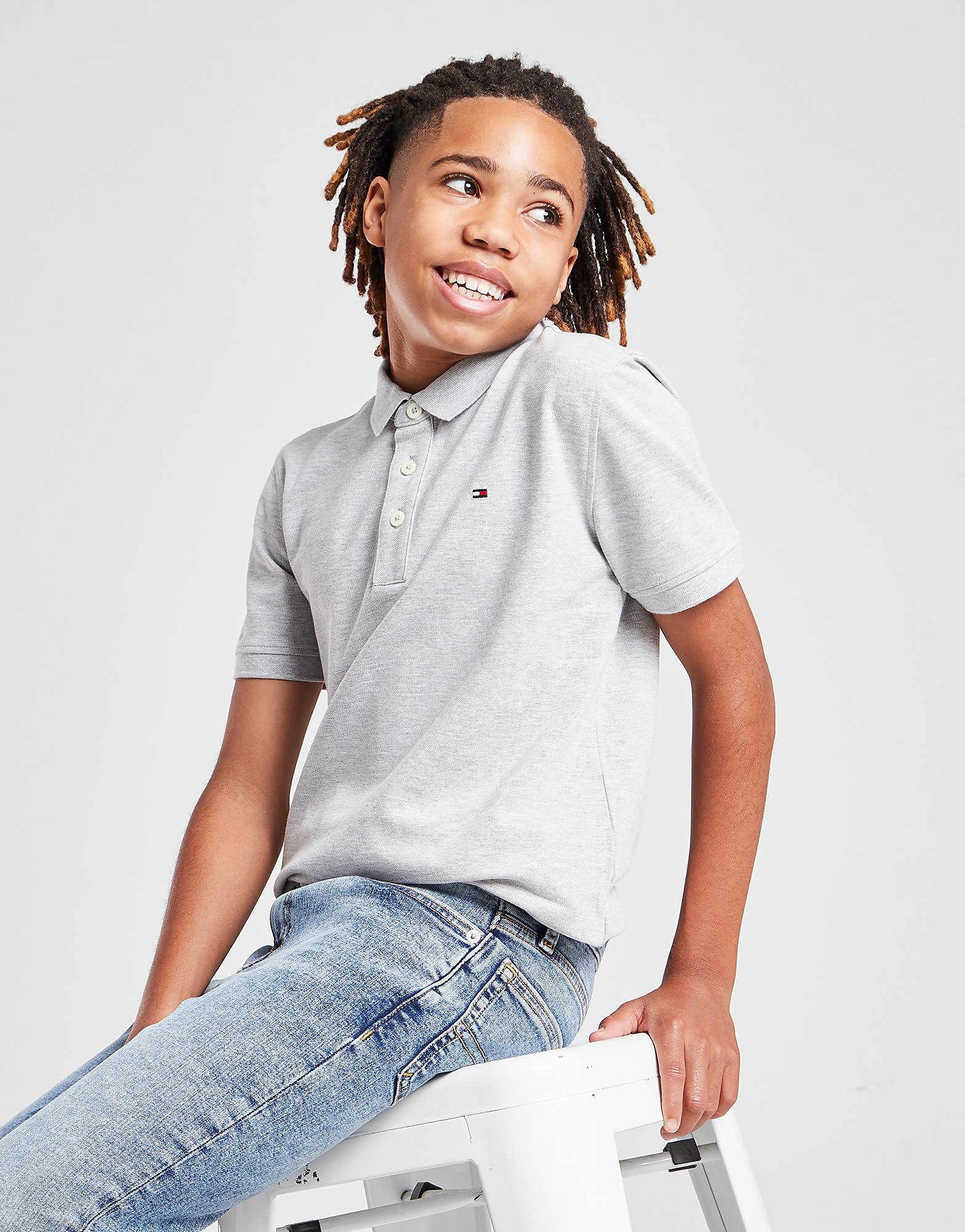

Tommy Hilfiger Small Flag Logo Polo Shirt Junior - Grey - Kids, Grey