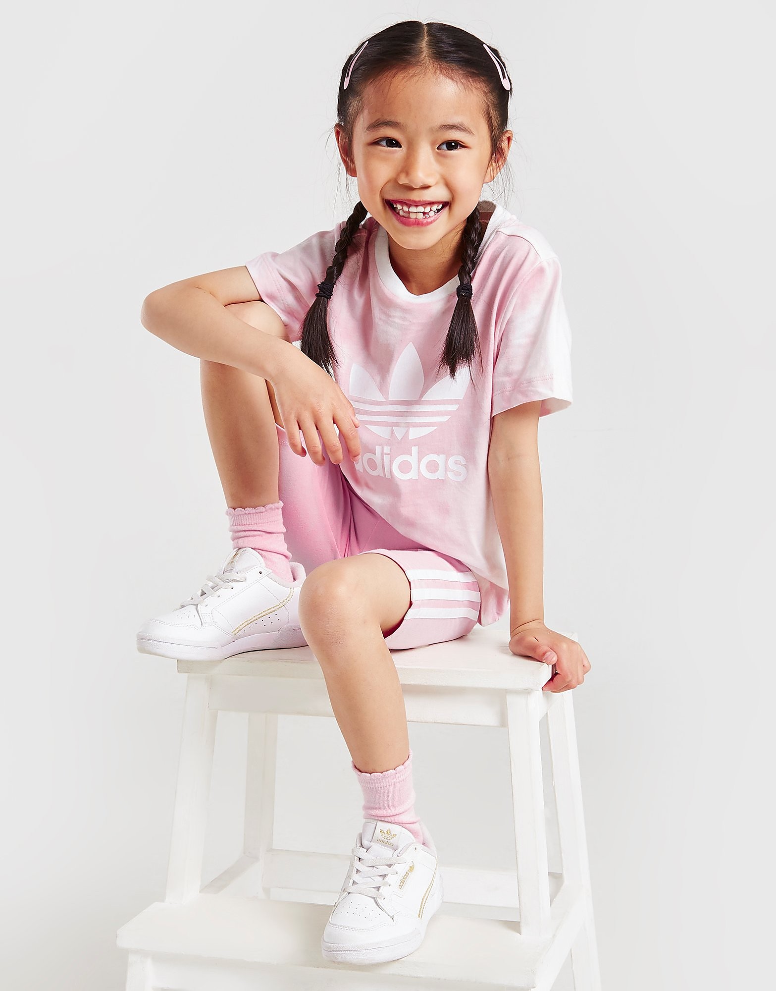 

adidas Originals Girls' Tie Dye T-Shirt/Cycle Shorts Set Children - Only at JD - Pink - Kids, Pink