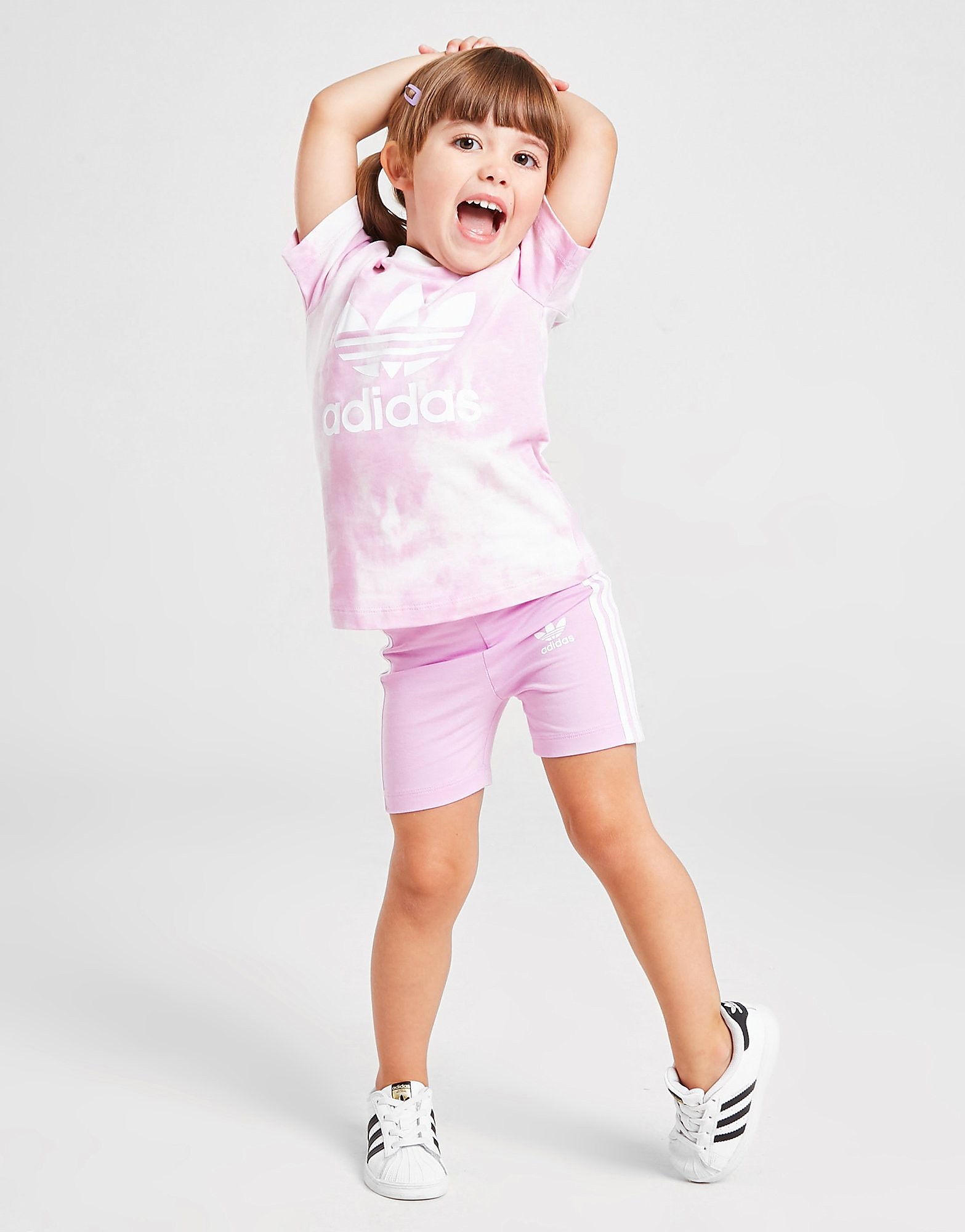 

adidas Originals Girls' Tie Dye T-Shirt/Cycle Shorts Set Infant - Only at JD - Purple - Kids, Purple