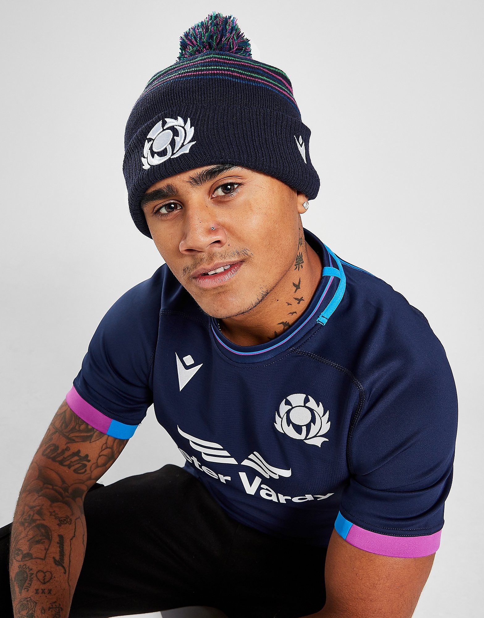 

Macron Scotland Rugby Union 2021/22 Pom Pom Beanie - Blue - Womens, Blue