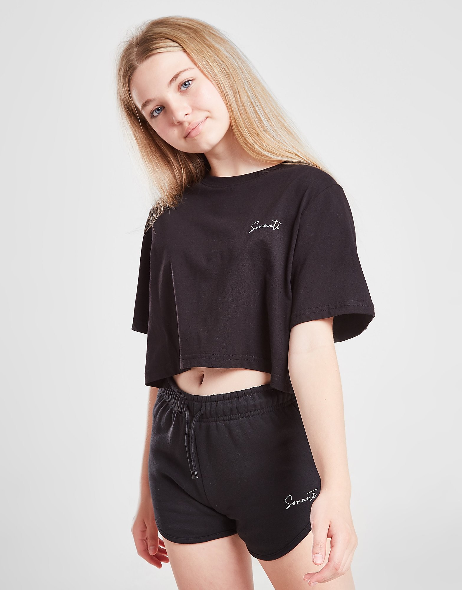 

Sonneti Girls' Essential Crop T-Shirt Junior - Black - Kids, Black