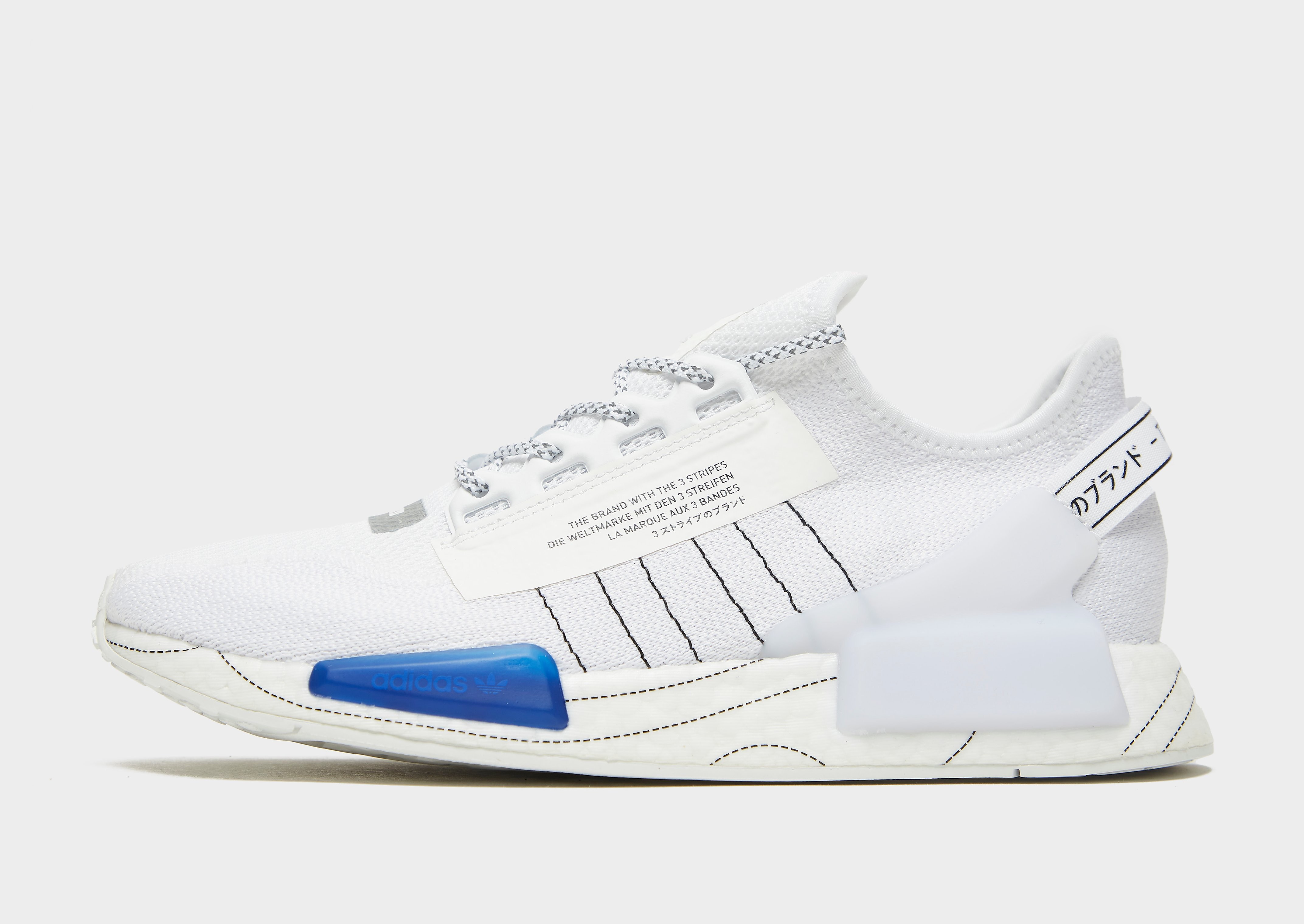 

adidas Originals NMD_R1 V2 - Cloud White / Core Black / Bold Blue - Womens, Cloud White / Core Black / Bold Blue