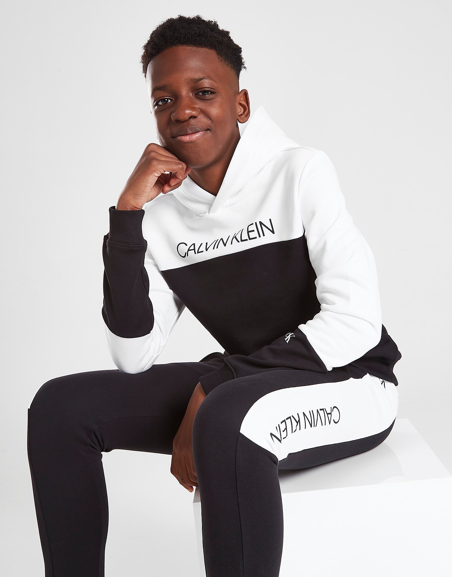 

Calvin Klein Colour Block Tracksuit - Black/White - Kids, Black/White