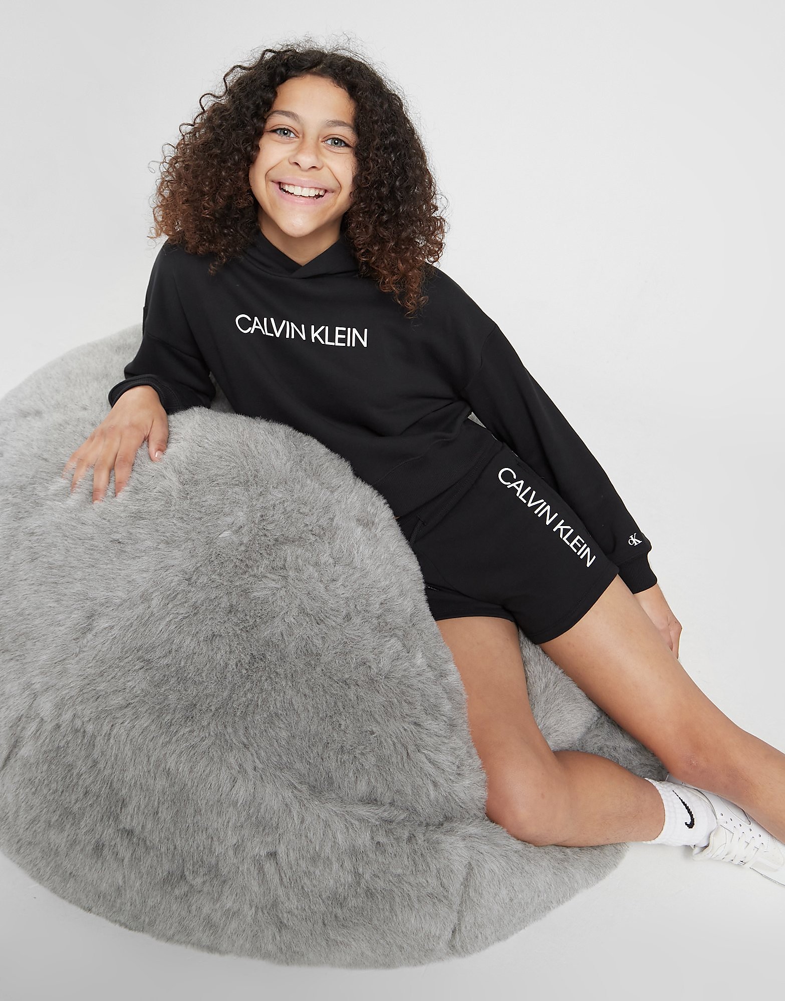 Calvin Klein Jeans Girls Logo Hoodie/Shorts Set - Black - Kids, Black