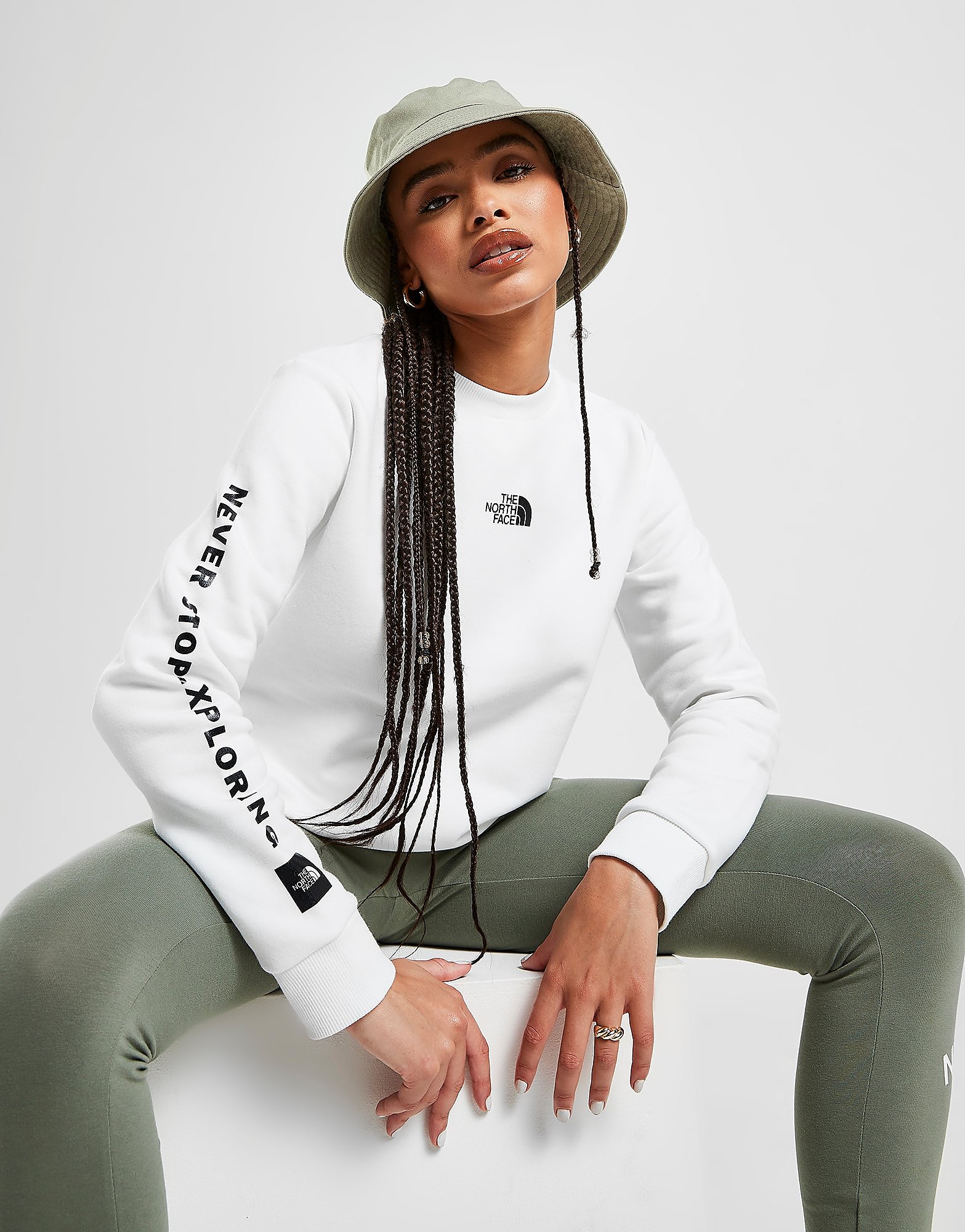 

The North Face Logo Fleece Crew Sweatshirt - Only at JD - White - Womens, White