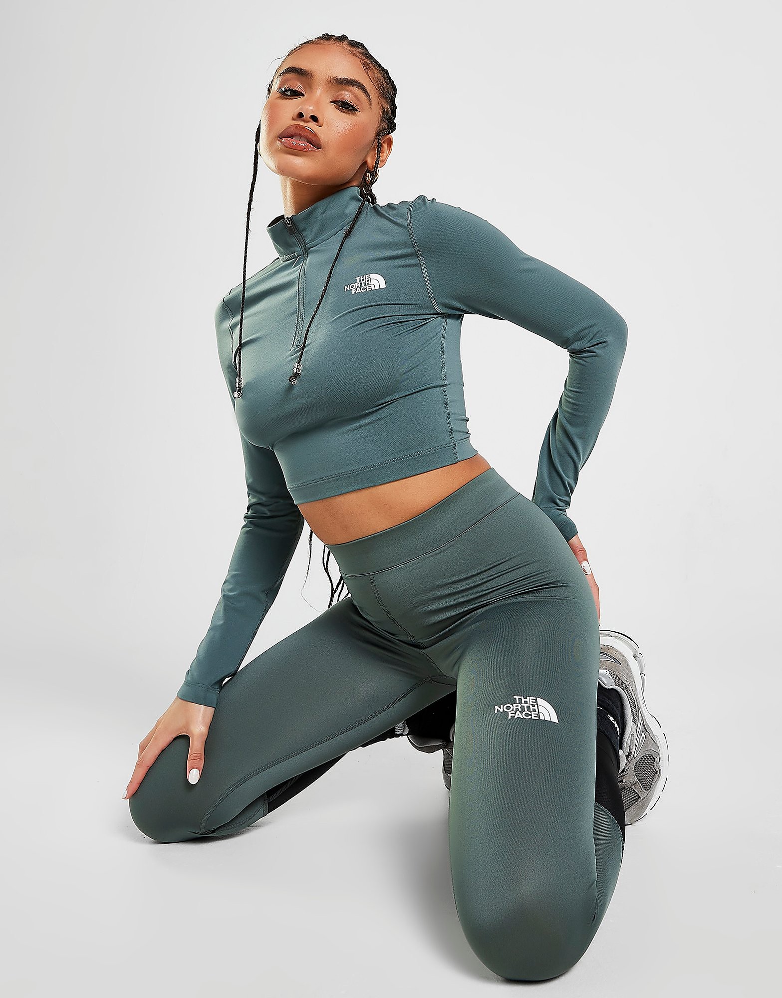 The North Face Crop 1/4 Zip Top - Green - Womens, Green