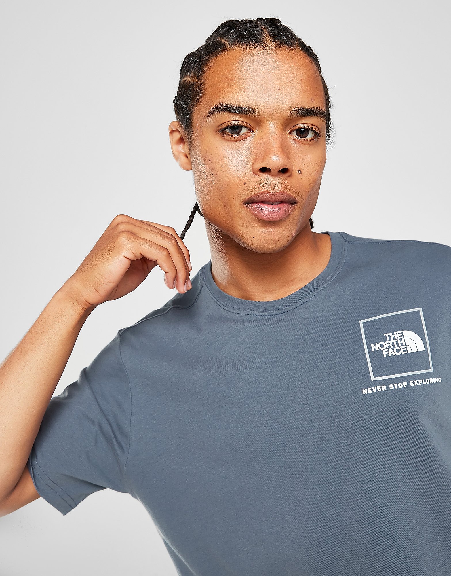 The North Face Fine Line Box Logo T-Shirt - Only at JD - Grey - Mens, Grey