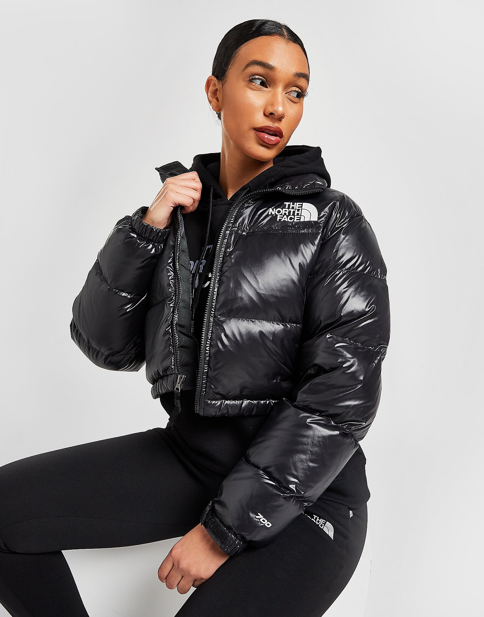 

The North Face Nuptse Cropped Jacket - Black - Womens, Black