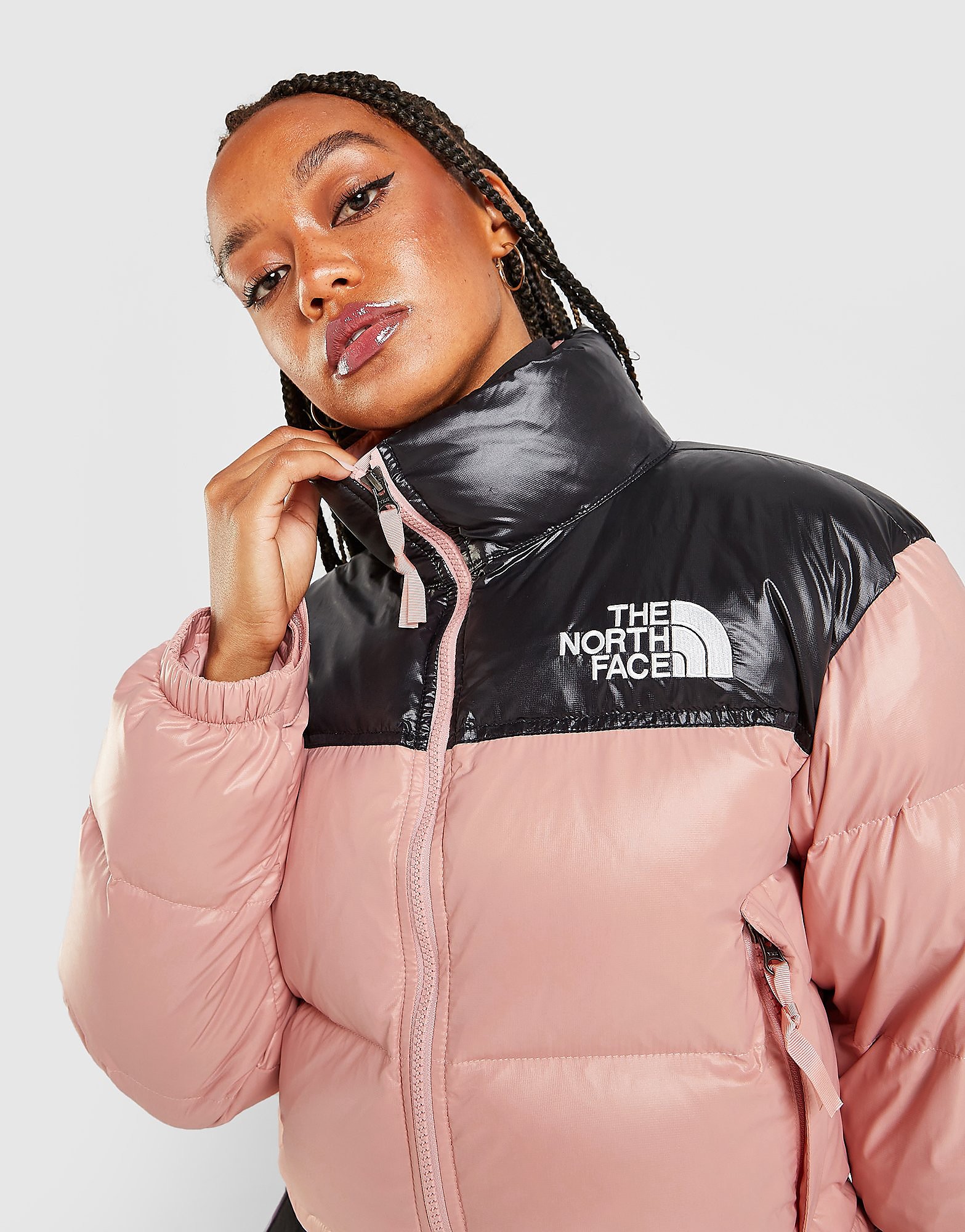 The North Face Nuptse Cropped Jacket - Pink - Womens, Pink